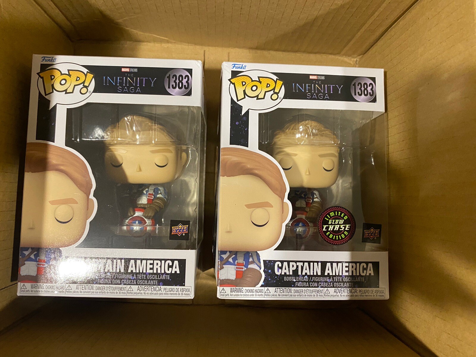 Captain America Chase Upper Deck Redemption & Common. Comes With Pop protectors
