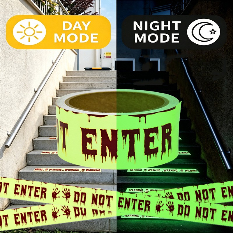 Halloween Glow in The Dark Caution Tape Scary Warning Tape Roll DIY Decorations
