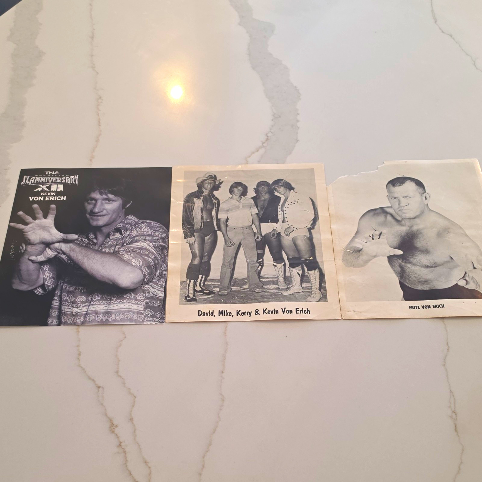Von Erich Family Lot of 3 Original B&W Press Photos - Kevin & Fritz