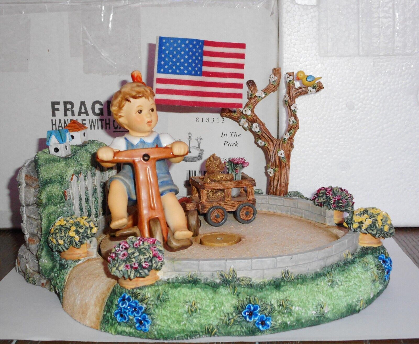 HUMMEL FIGURINE 2279 LOOK AT ME  GIRL ON TRIKE + IN THE PARK SCAPE SET #1142-D