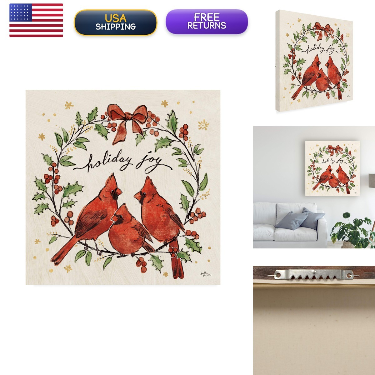 Trademark Fine Art Christmas Lovebirds XI By Janelle Penner, 14x14