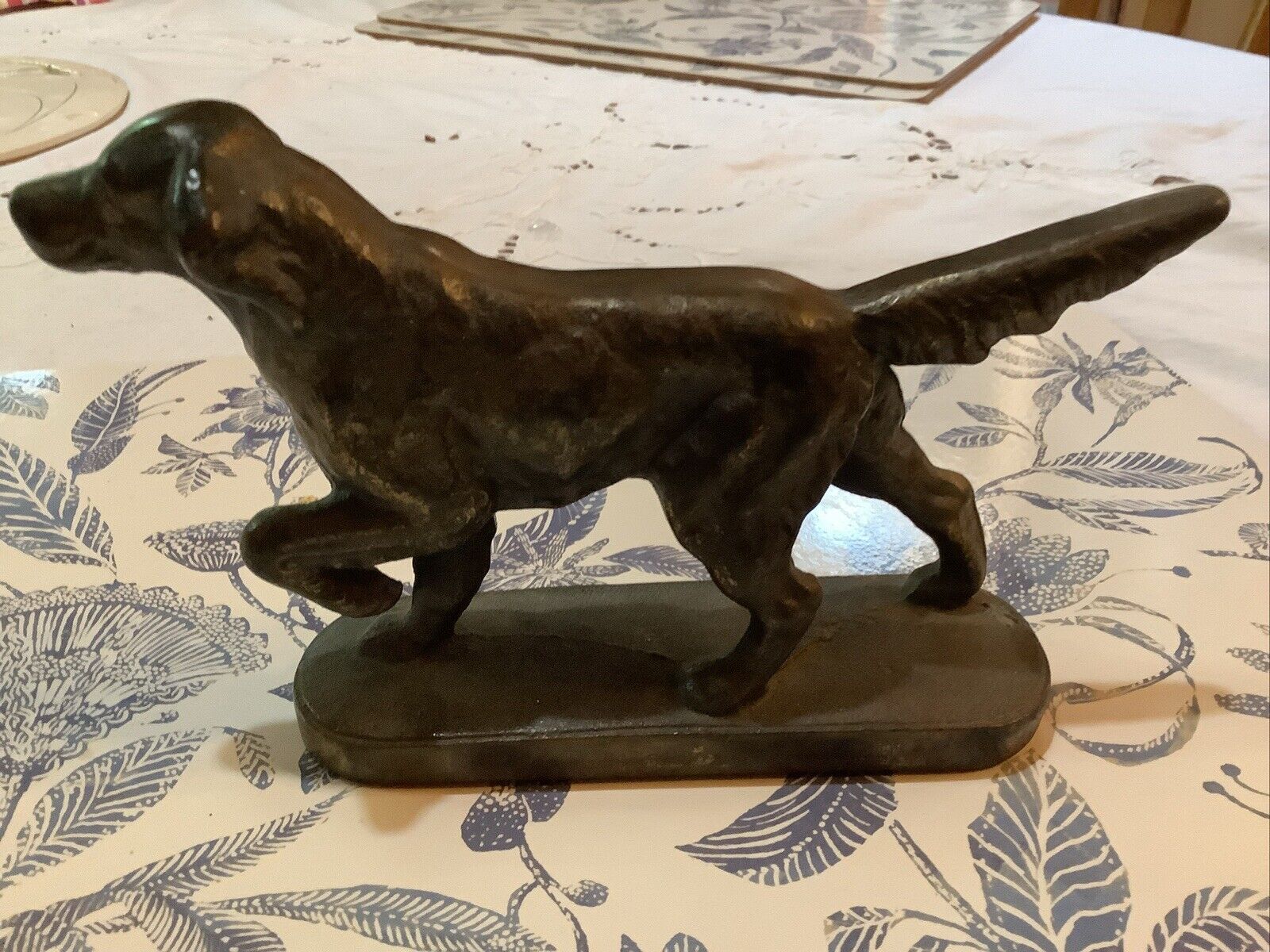 Cast Iron Irish Setter Figurine Hunting Dog Pointer Shelf Decor Bookend 1940s