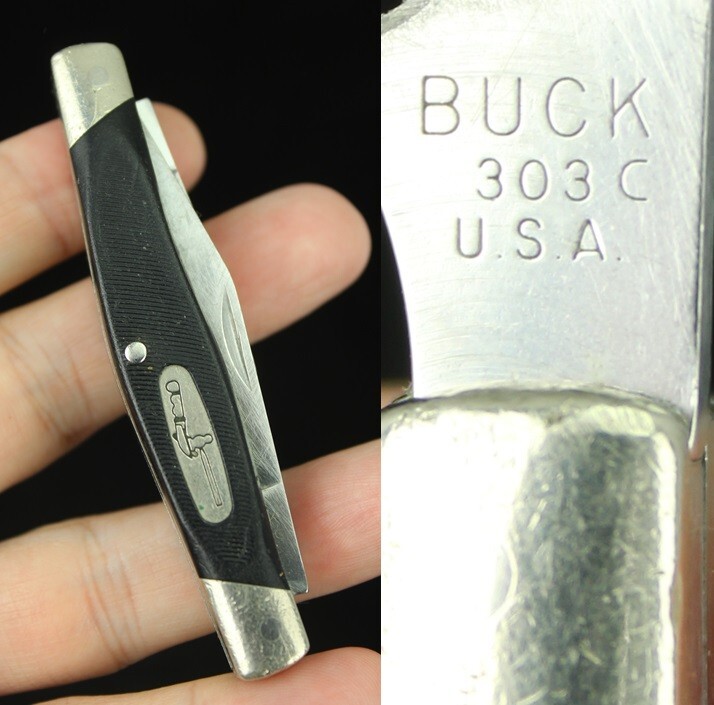 vintage BUCK 303C pocket knife delrin USA black stockman 1995