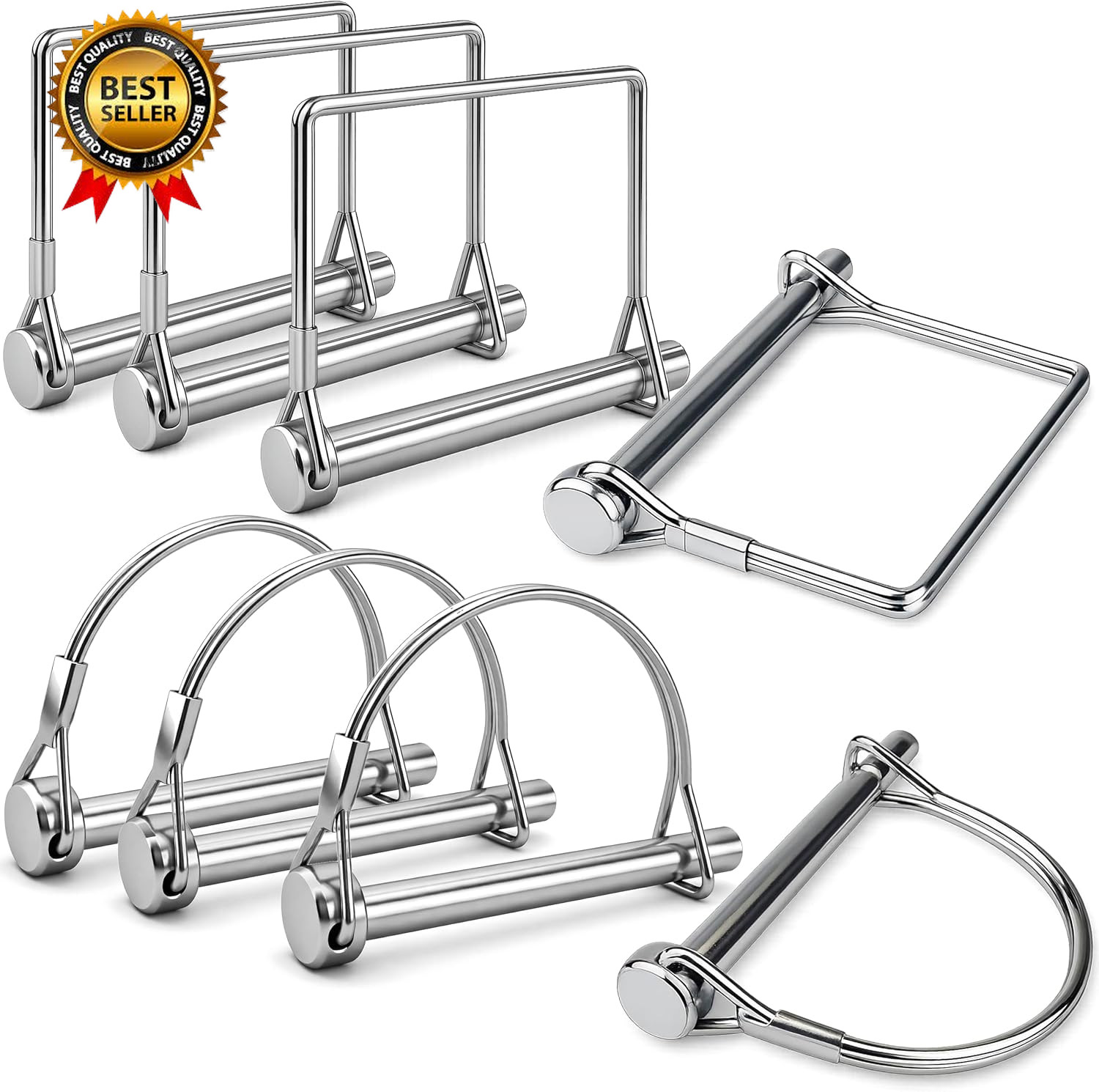8 Pack Trailer Hitch Pin 1 4  23 4 Wire Lock Pin Silver...