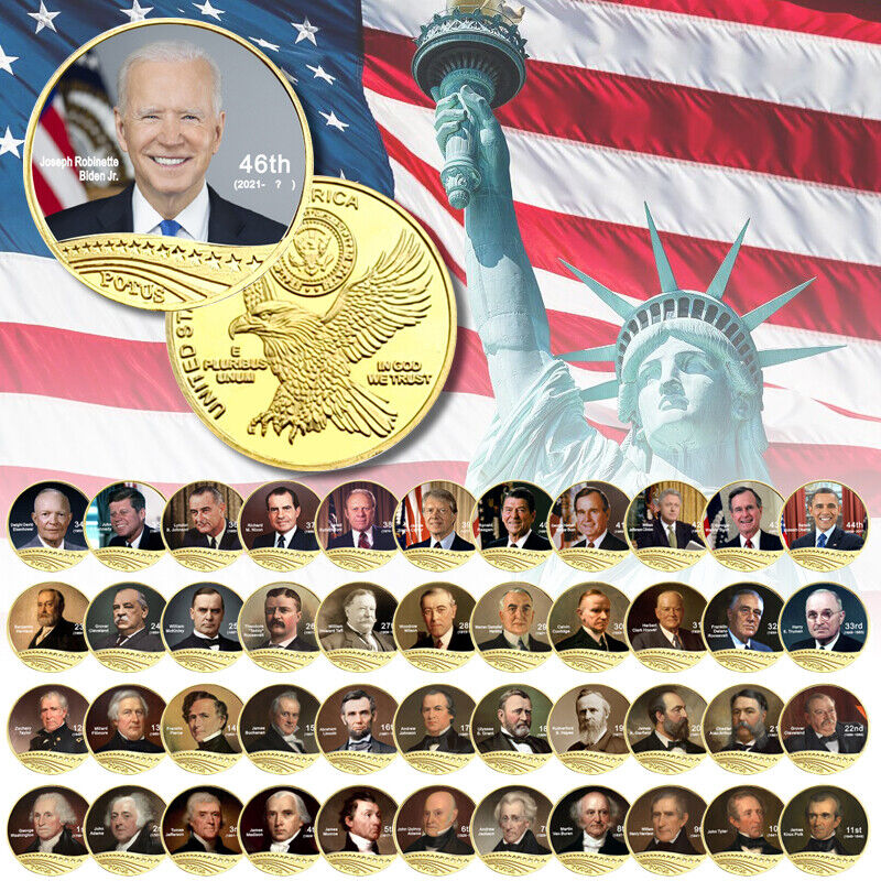 All 46 US Presidents Commemorative Coin Set Souvenir Gift for Father Collection