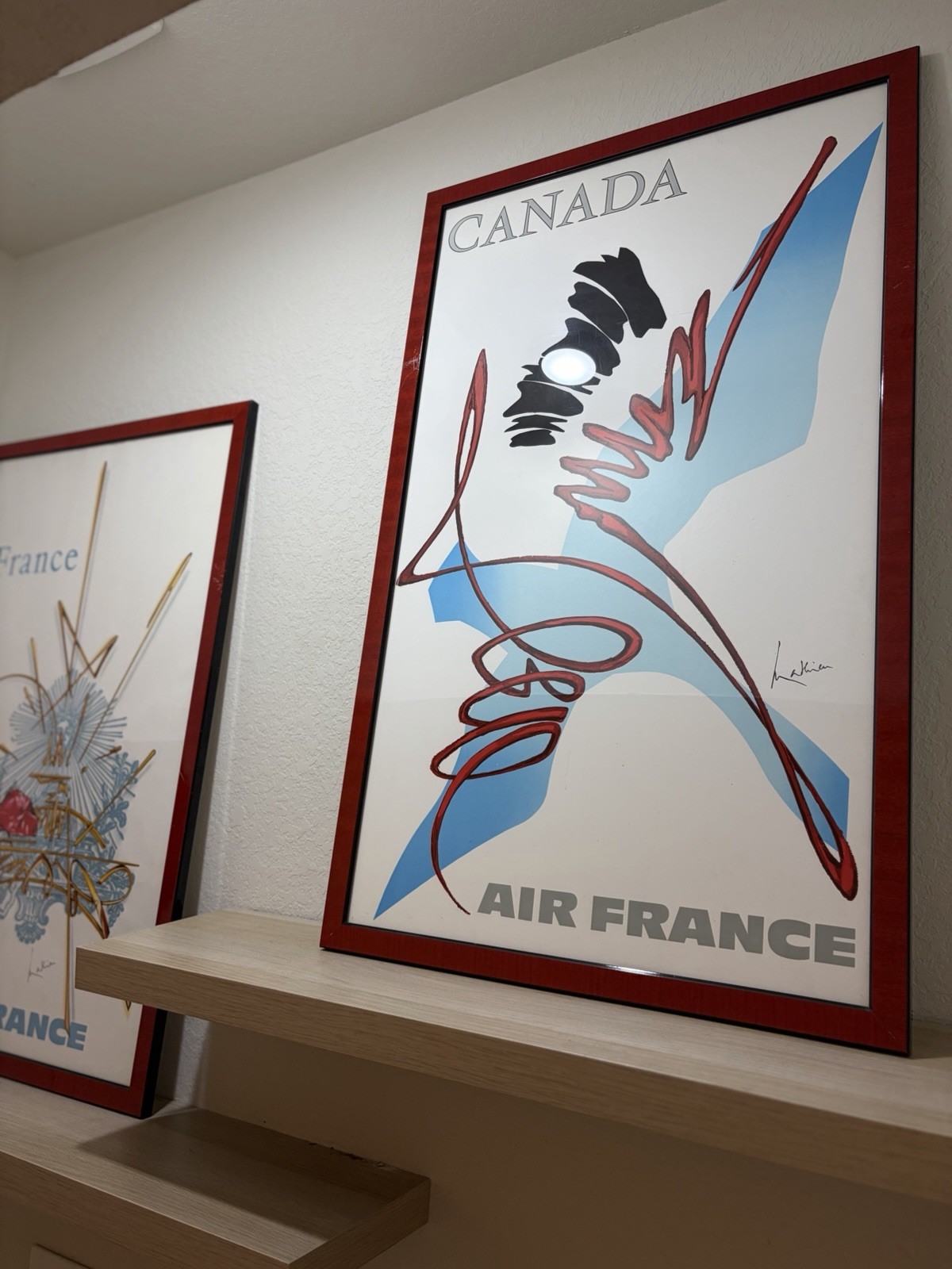 1967 Georges Mathieu AIR FRANCE Canada &France Original Vintage 24x39 Framed