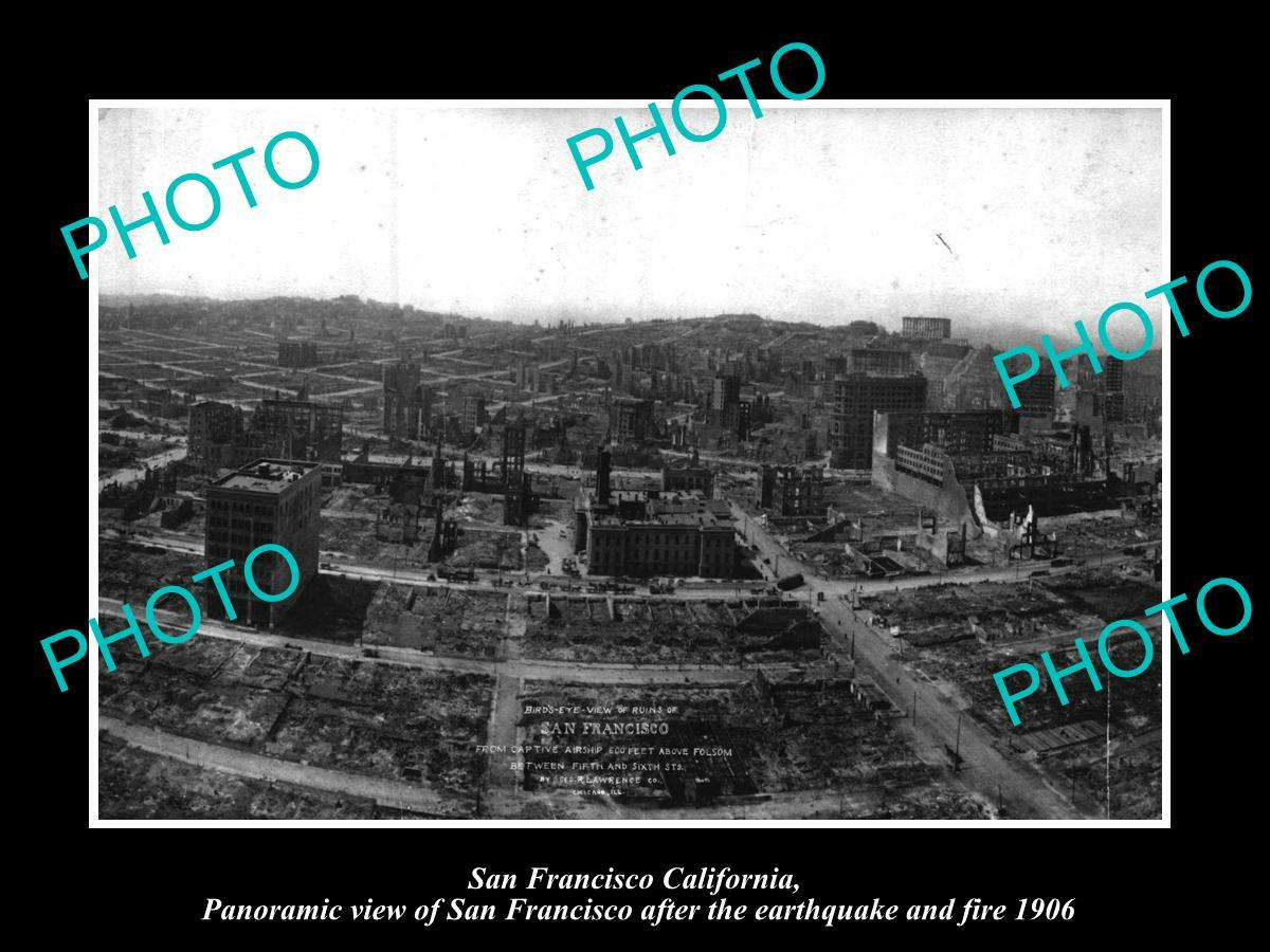 OLD POSTCARD SIZE PHOTO OF SAN FRANCISCO PANORAMA OF THE 1906 EARTHQUAKE
