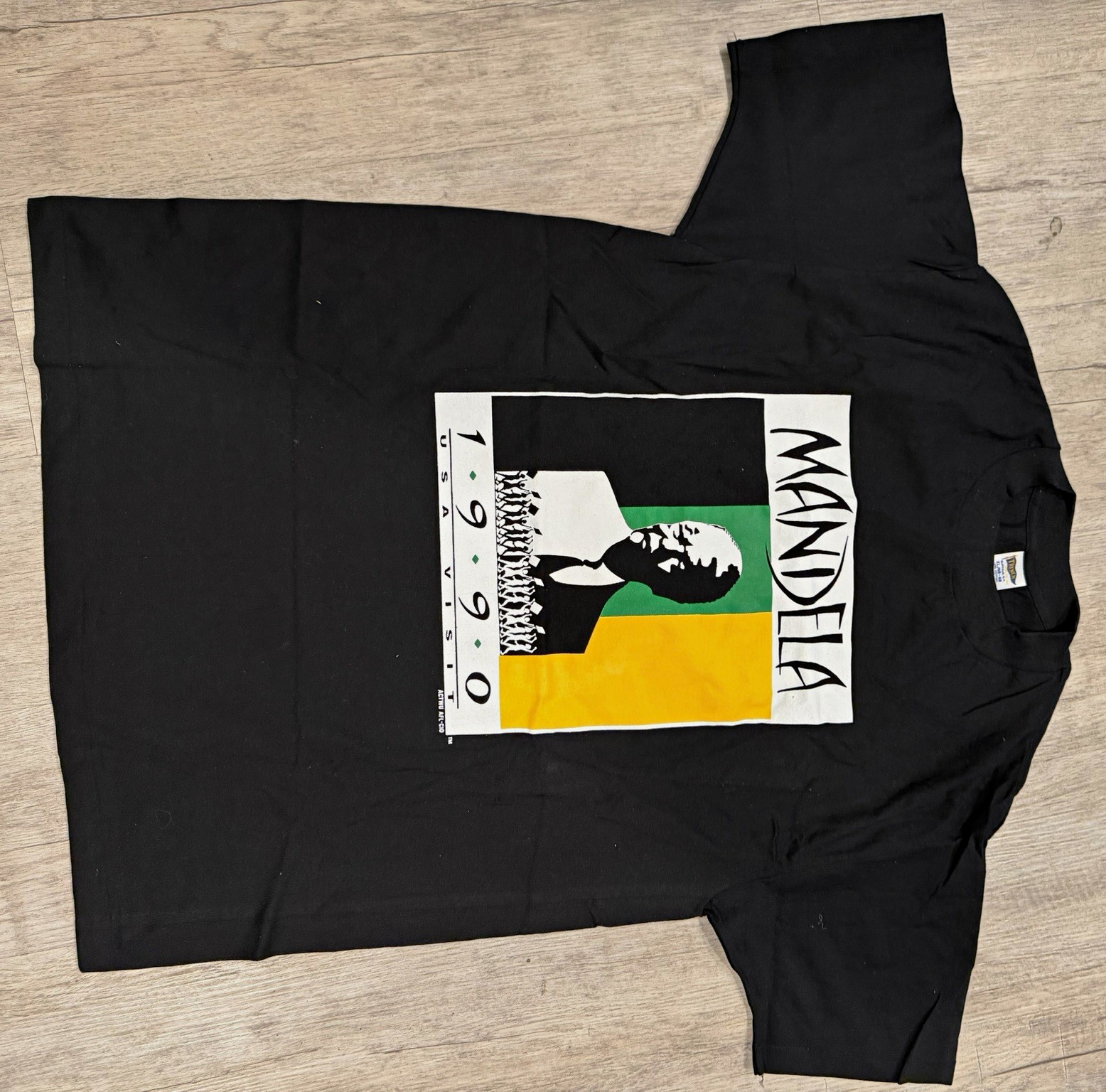 Vintage 1990 Nelson Mandela USA Visit T-Shirt Trench XL Made in USA