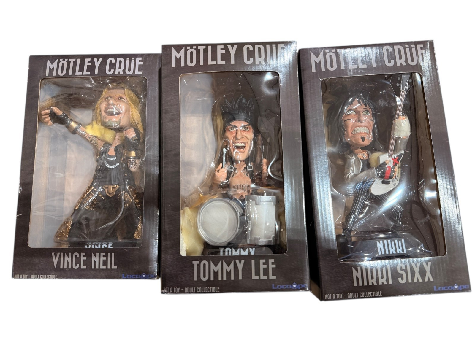 Set Of 3 Nikki, Tommy, Vince Motley Crue bobbleheads
