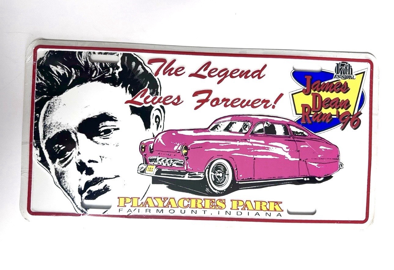 1996 JAMES DEAN RUN CAR SHOW LICENSE PLATE FAIRMOUNT, IN, 6”x12” FACTORY SEALED