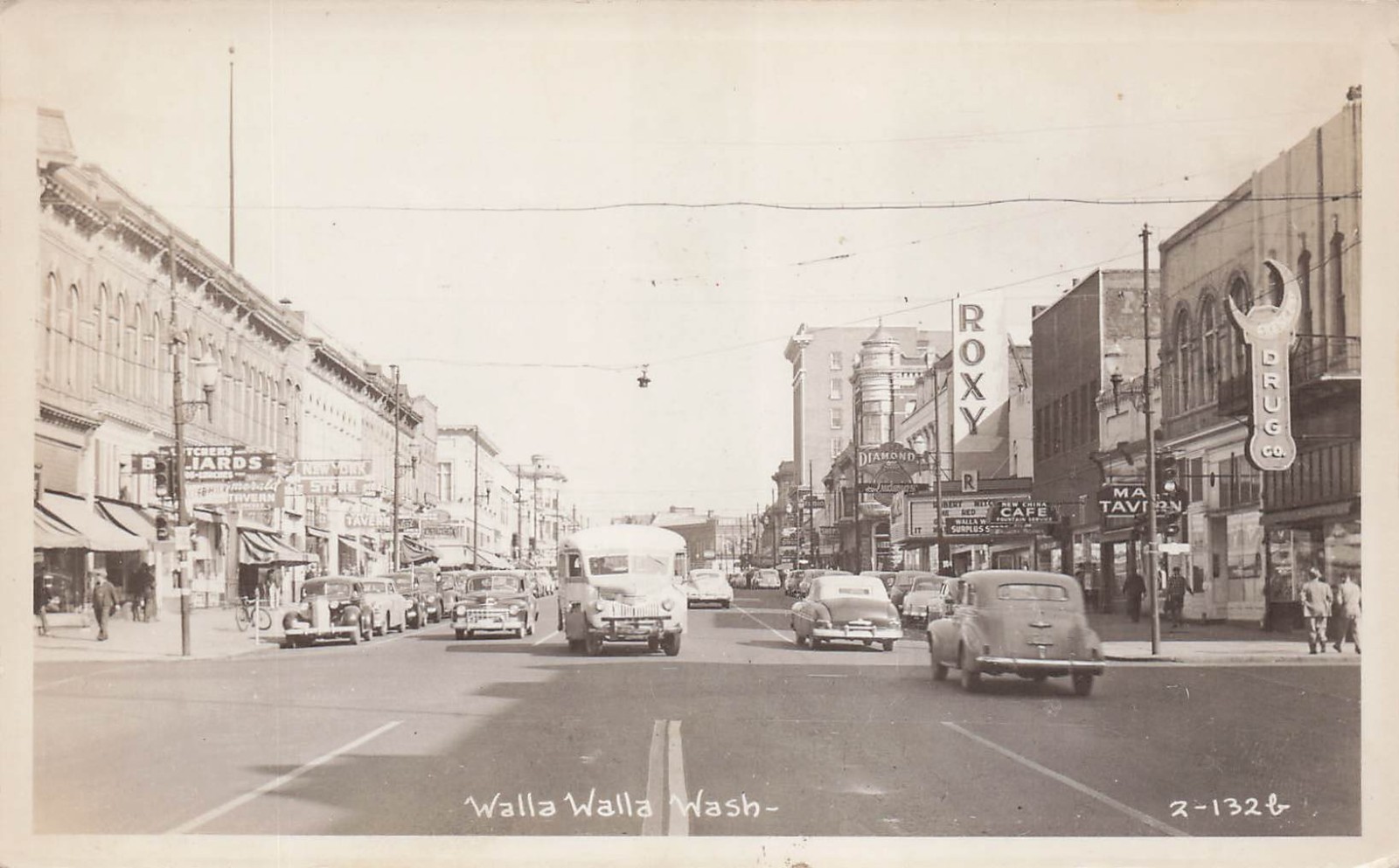 RPPC Walla Walla Washington WA Main Street Downtown Photo Postcard 5A