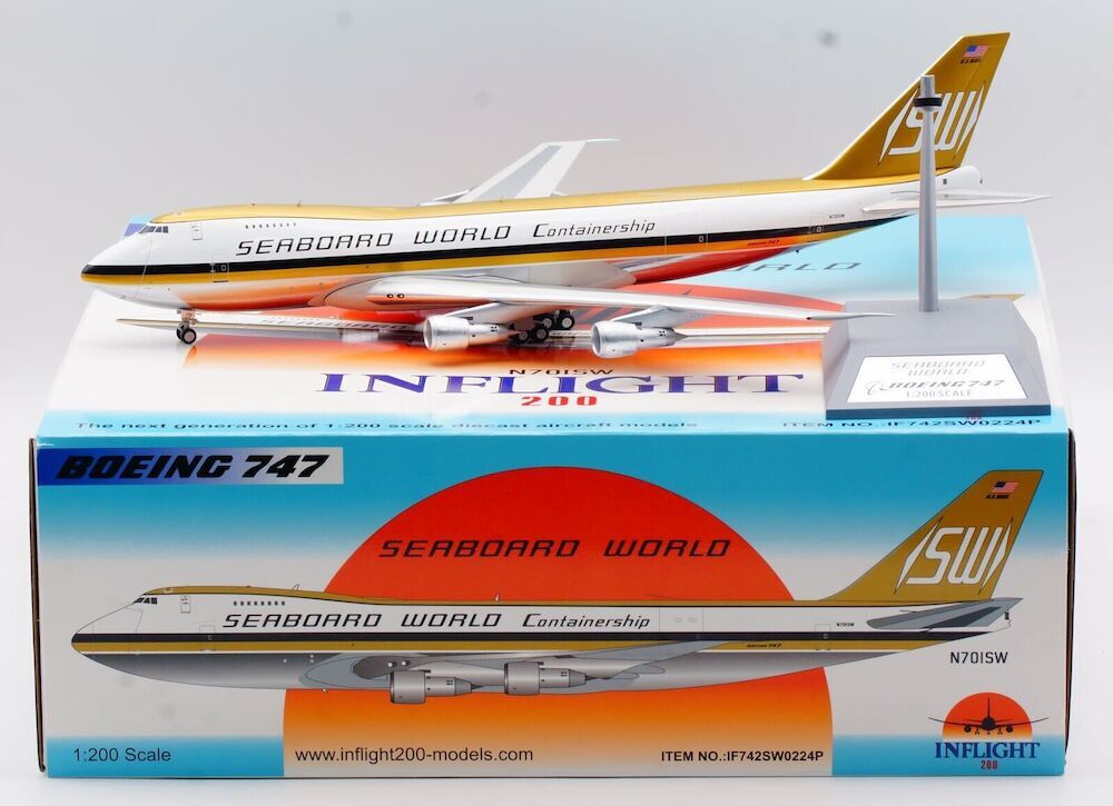 Inflight IF742SW0224P Seaboard World 747-200 N701SW Diecast 1/200 AV Jet Model