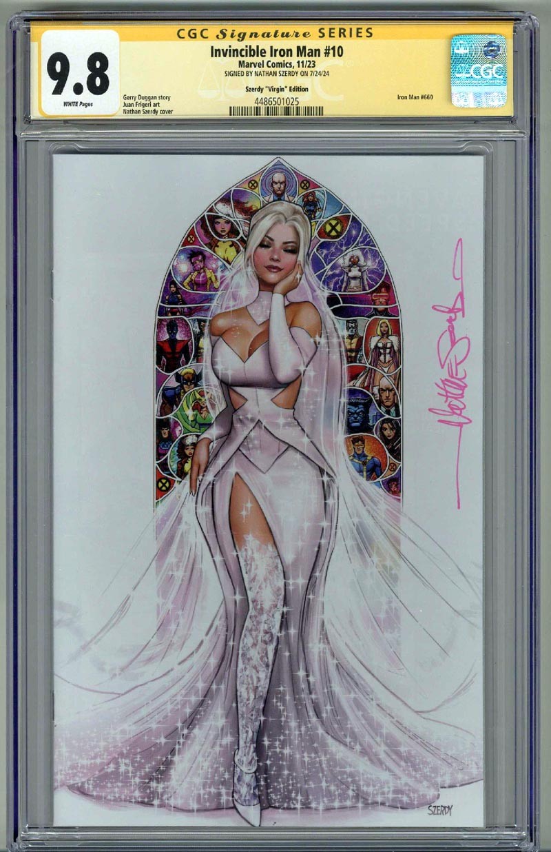 INVINCIBLE IRON MAN #10 CGC 9.8 SS SIGNED NATHAN SZERDY VIRGIN COVER EMMA FROST