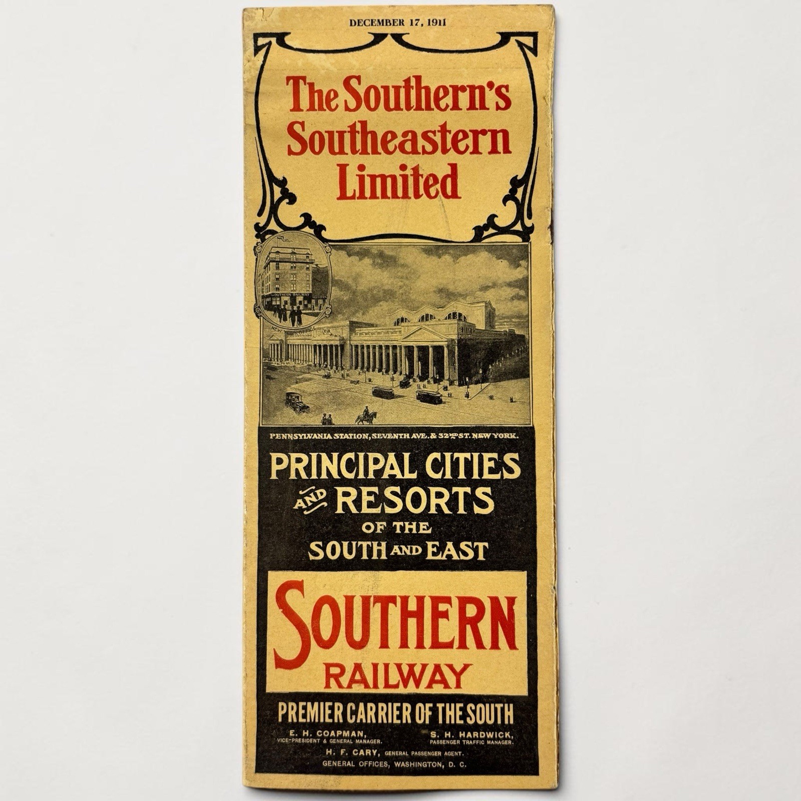 Antique 1911 Southern Railway Railroad Timetables Principal Cities Resort