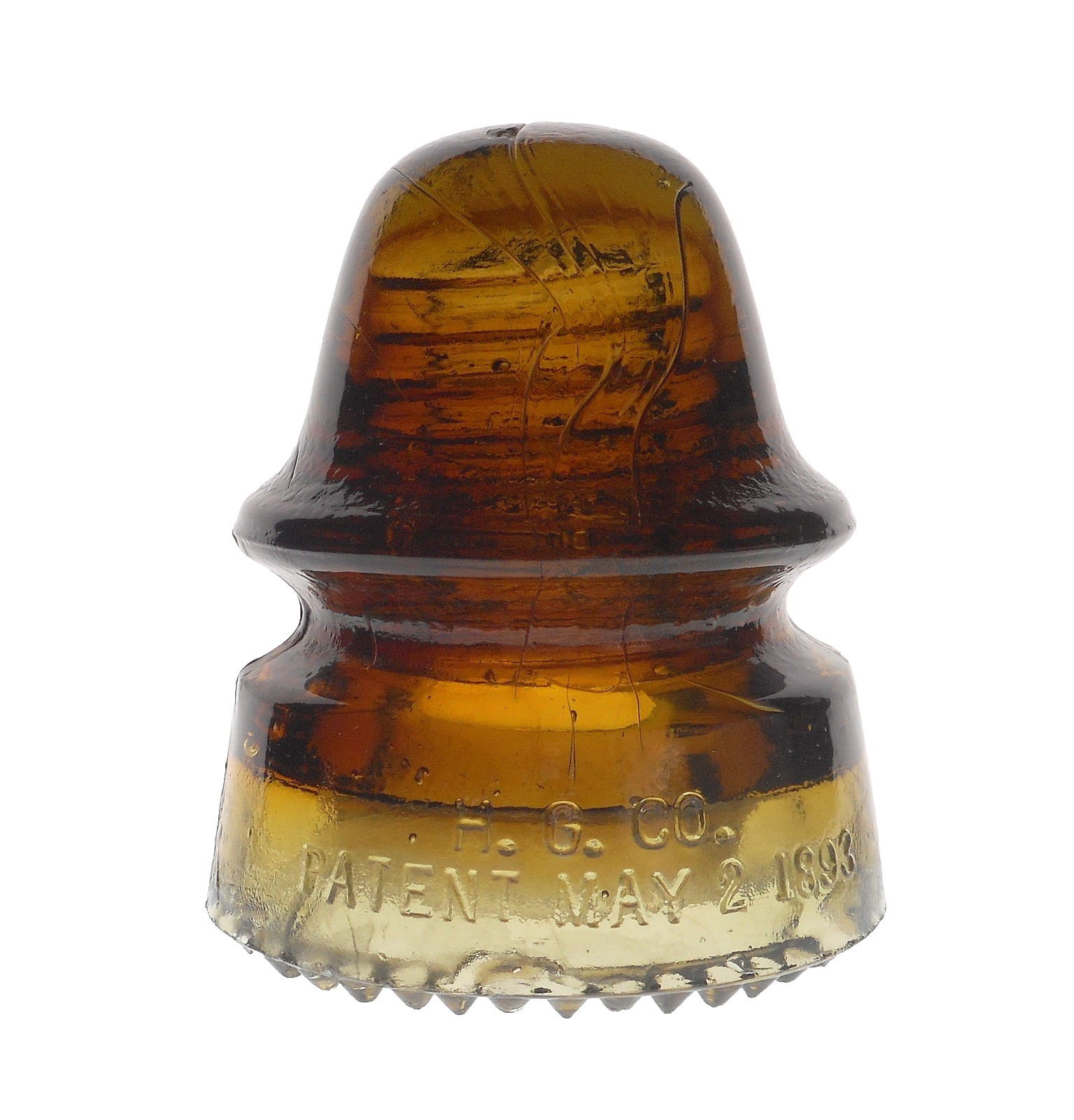 Nice Whiskey Amber CD 162 H.G.CO Signal Style Glass Insulator (A)