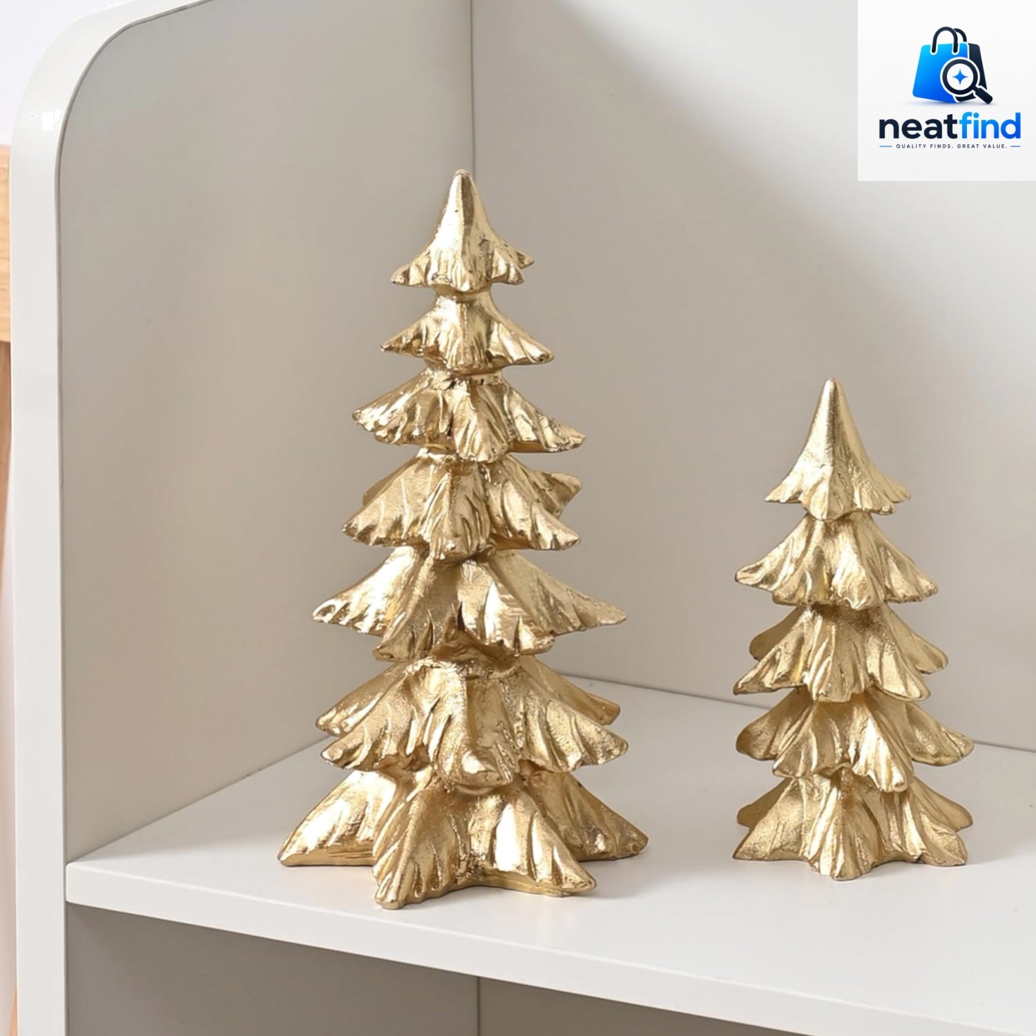Gold Christmas Tree Figurines,Small Resin Christmas Tabletop Trees