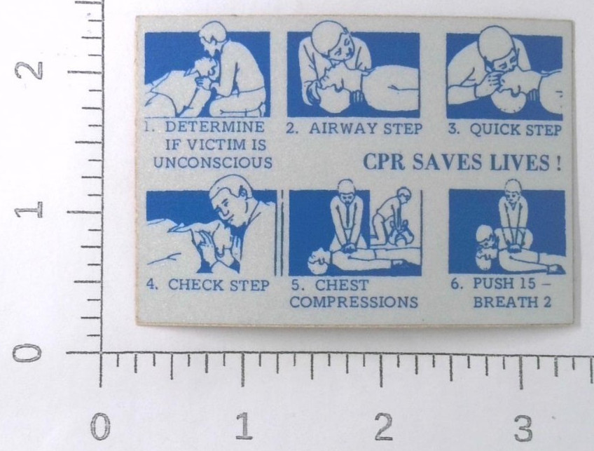 Vintage CPR Saves Lives First Aid Instruction Advertising Sticker Decal
