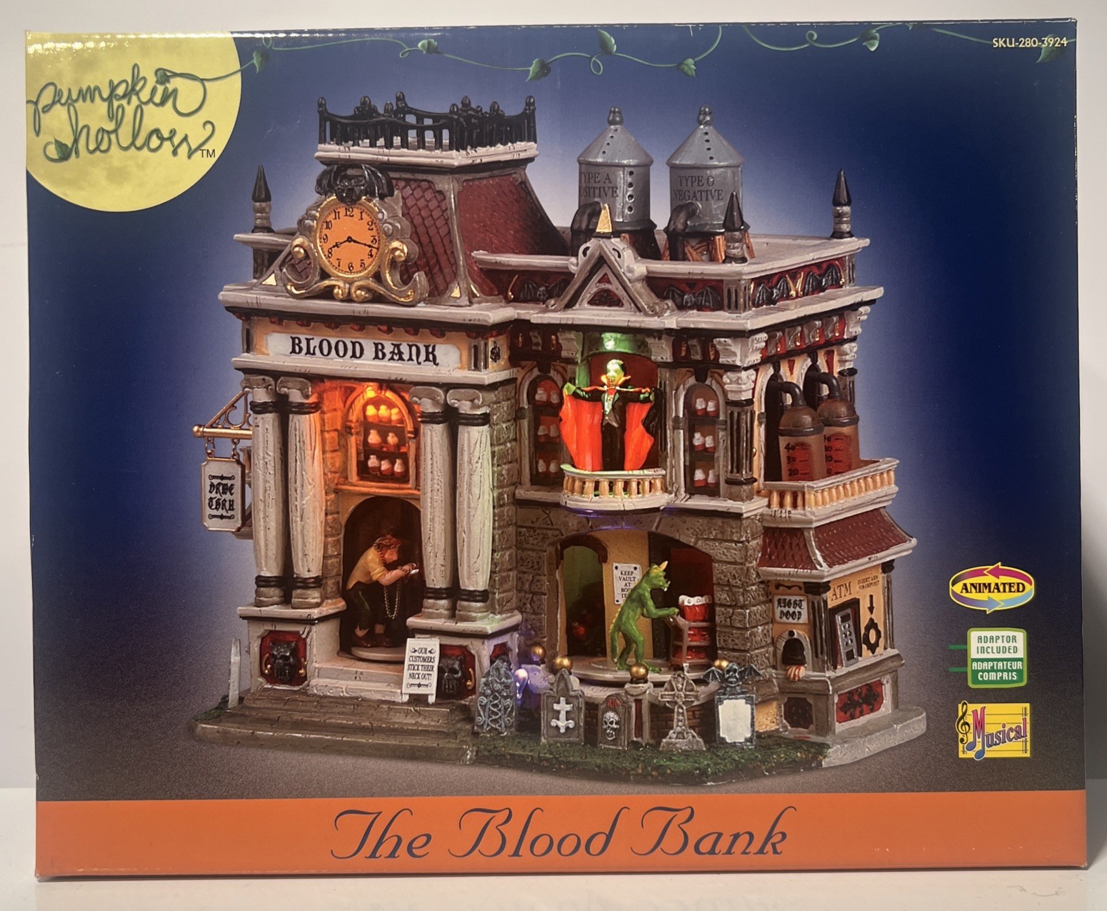 Retired 2005 Lemax Spooky Town Collection the Blood Bank Halloween Vampire NIB