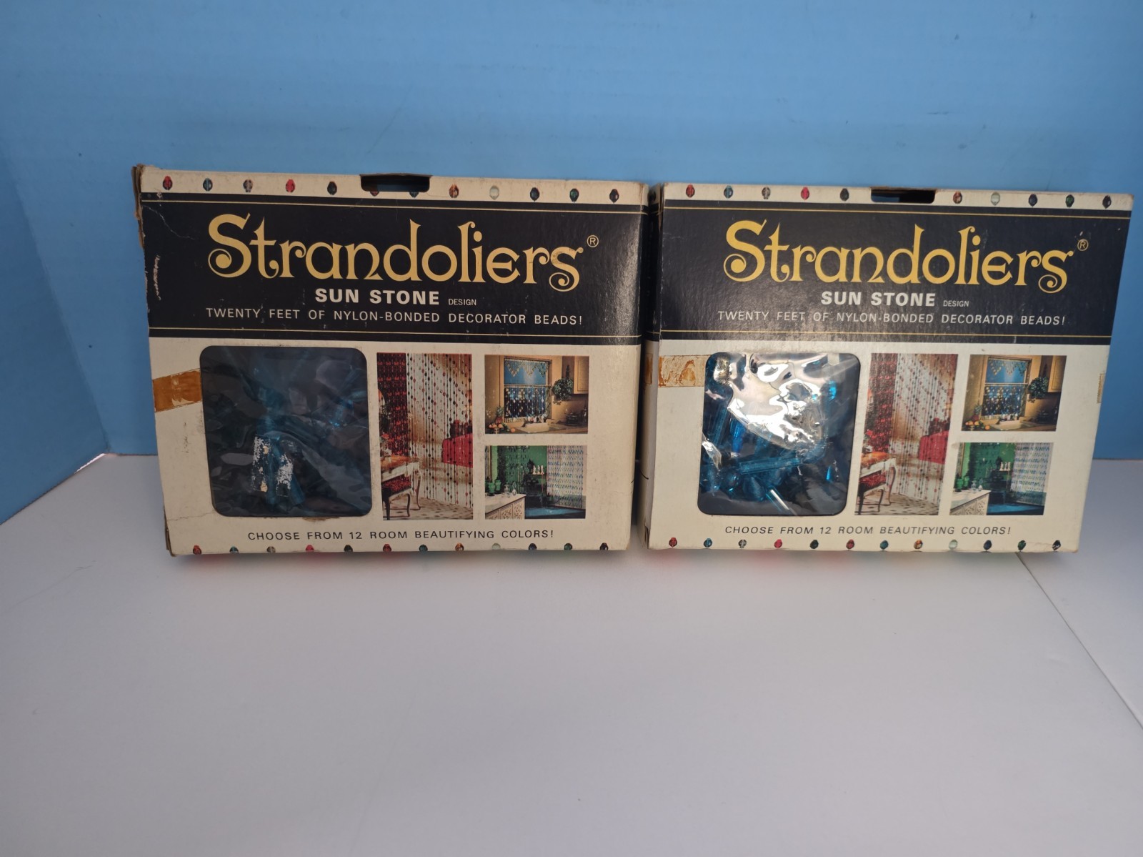 LOT of 2 Boxes  NOS Strandolier  Vintage Hippie Retro Curtain Door Beads 20' Ea.