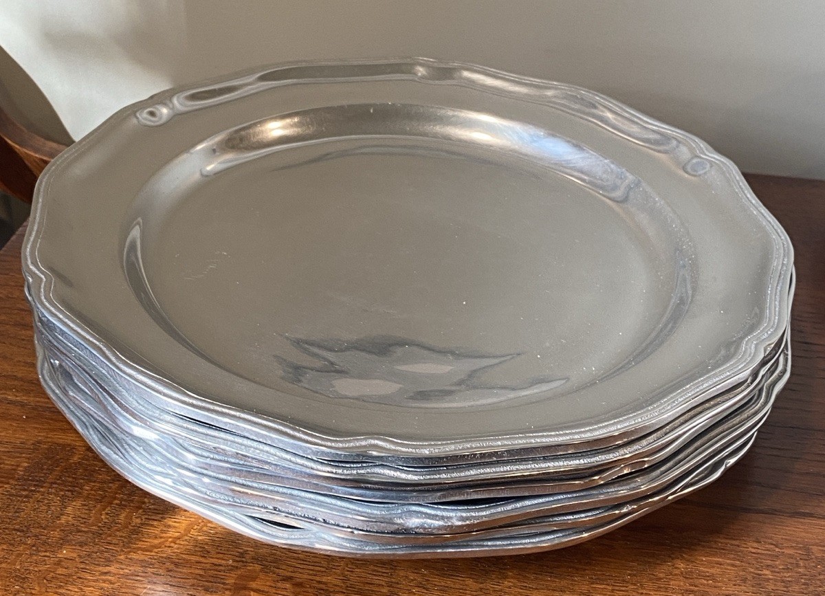 Wilton Armetale Queen Anne Pewter 12” Charger Platter Serving Tray USA Set of 6
