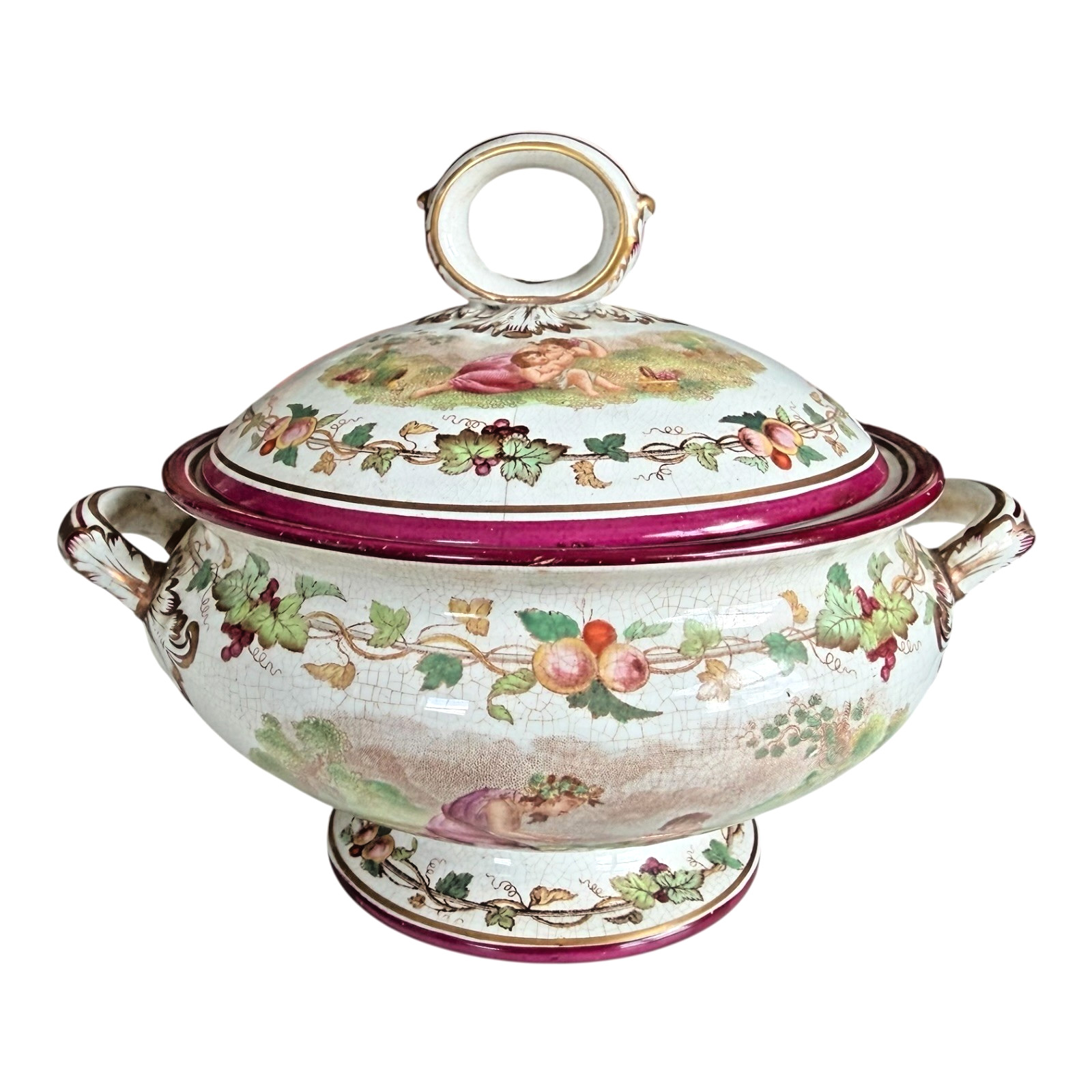 Antique Victorian Cherub Scenic Covered Tureen Antique Victorian Cherub Scenic Covered Tureen