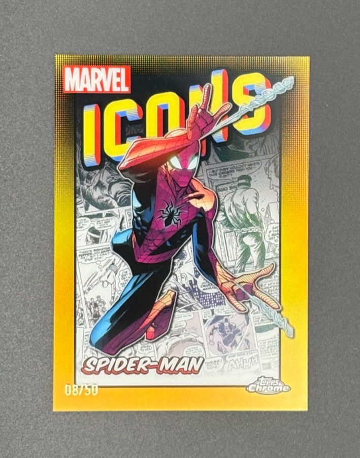 2024 TOPPS CHROME MARVEL SPIDER-MAN DOOM WOLVERINE IRON GOLD ICONS REFRACTOR /50