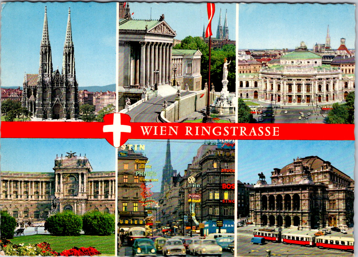Vintage Postcard Vienna Ringstrasse Landmarks Austria