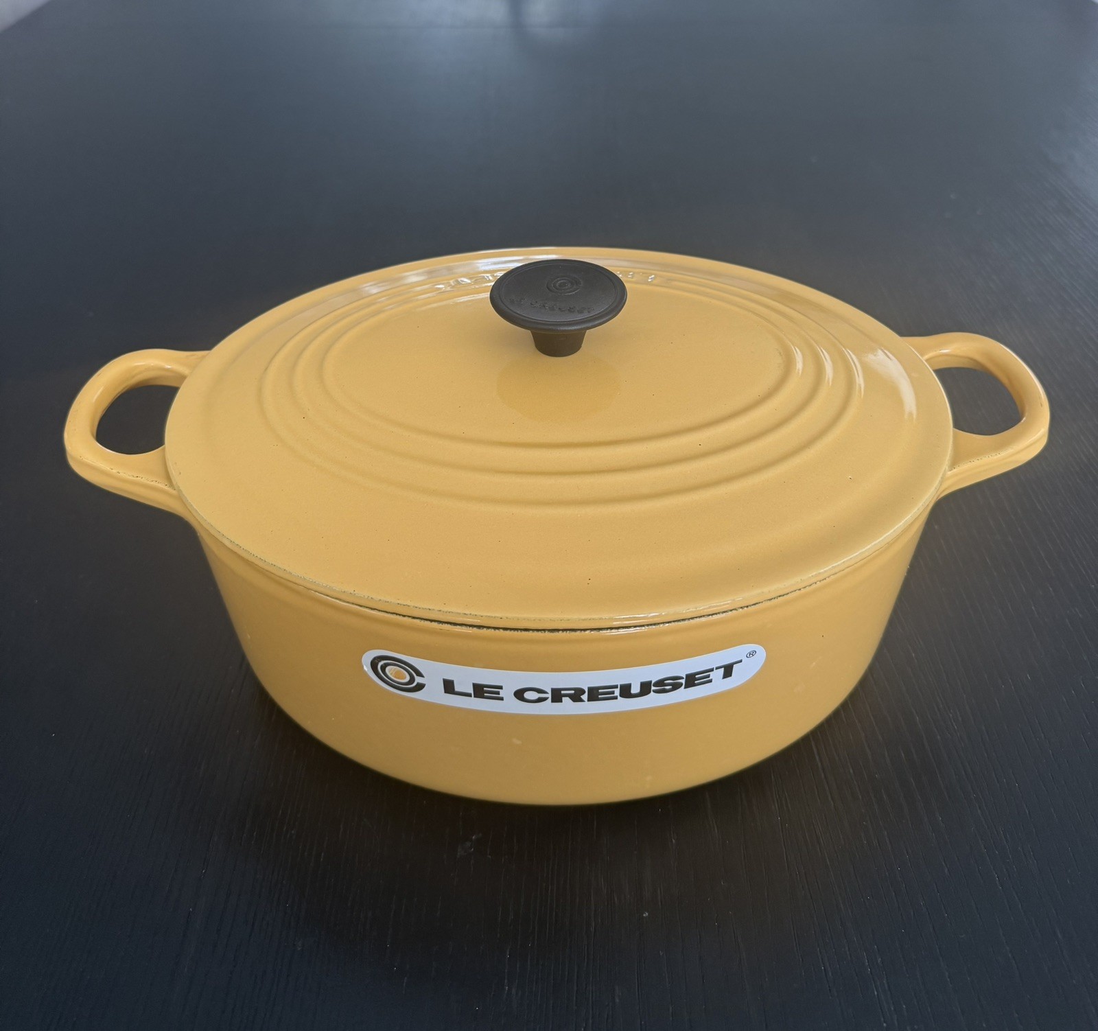 Le Creuset Vintage Oval Pot 27cm Made in France, Mustard Or Sunny