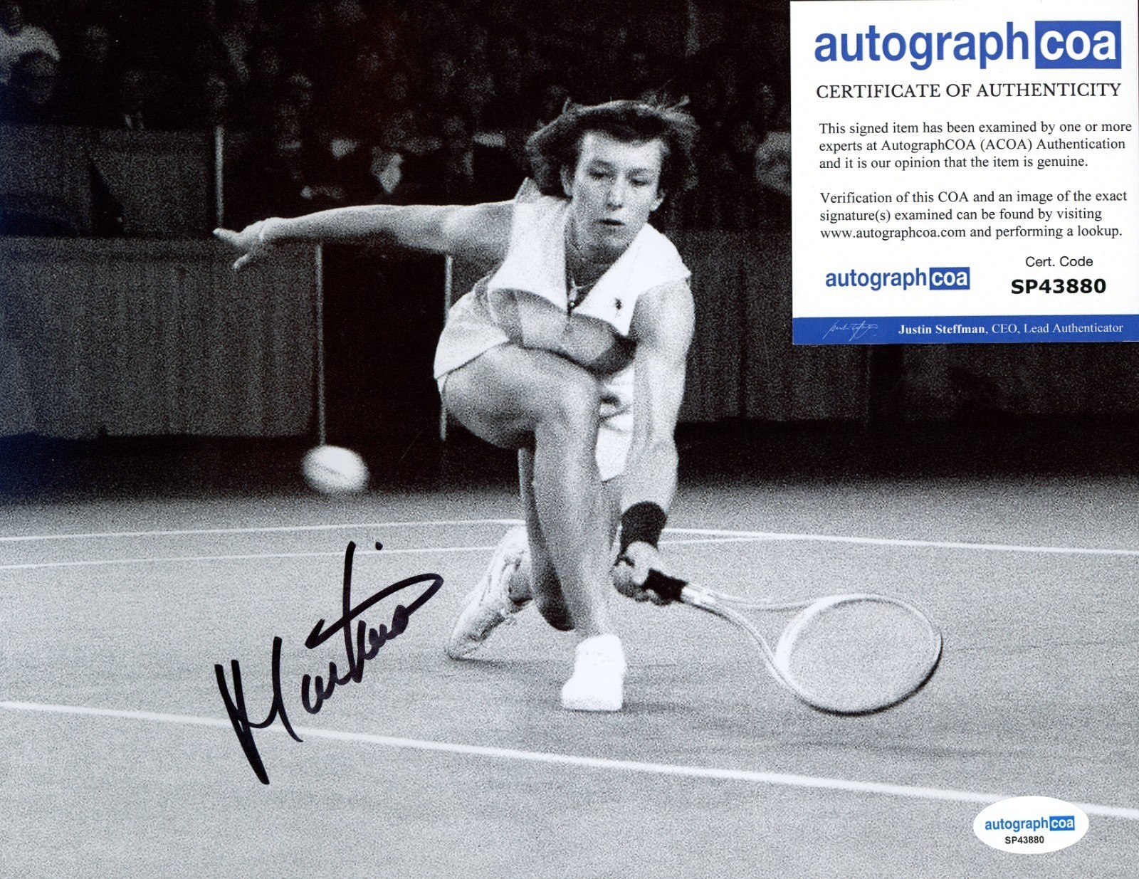 AUCTION #1 Martina Navratilova Signed 8x10 Tennis B&W Photo AUTO ACOA COA AUCTION #1 Martina Navratilova Signed 8x10 Tennis B&W Photo AUTO ACOA COA