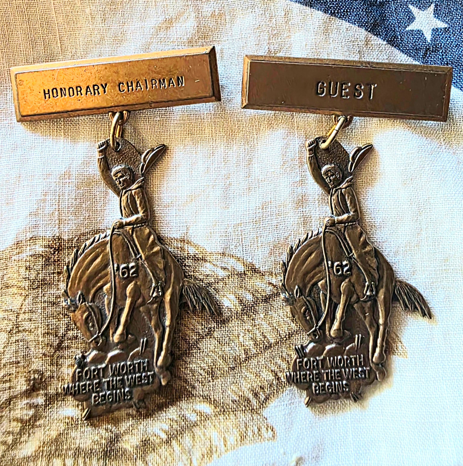 1962 Fort Worth Southwestern Exposition & Fat Stock Show Honorary Pins Set of 2