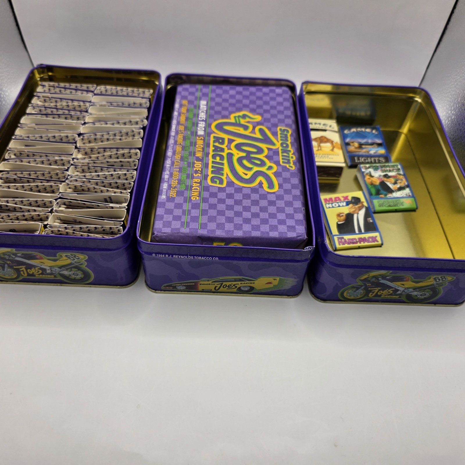 Lot 3 Camel Smokin Joe’s Racing Tins 50 Matchbook/Matches
