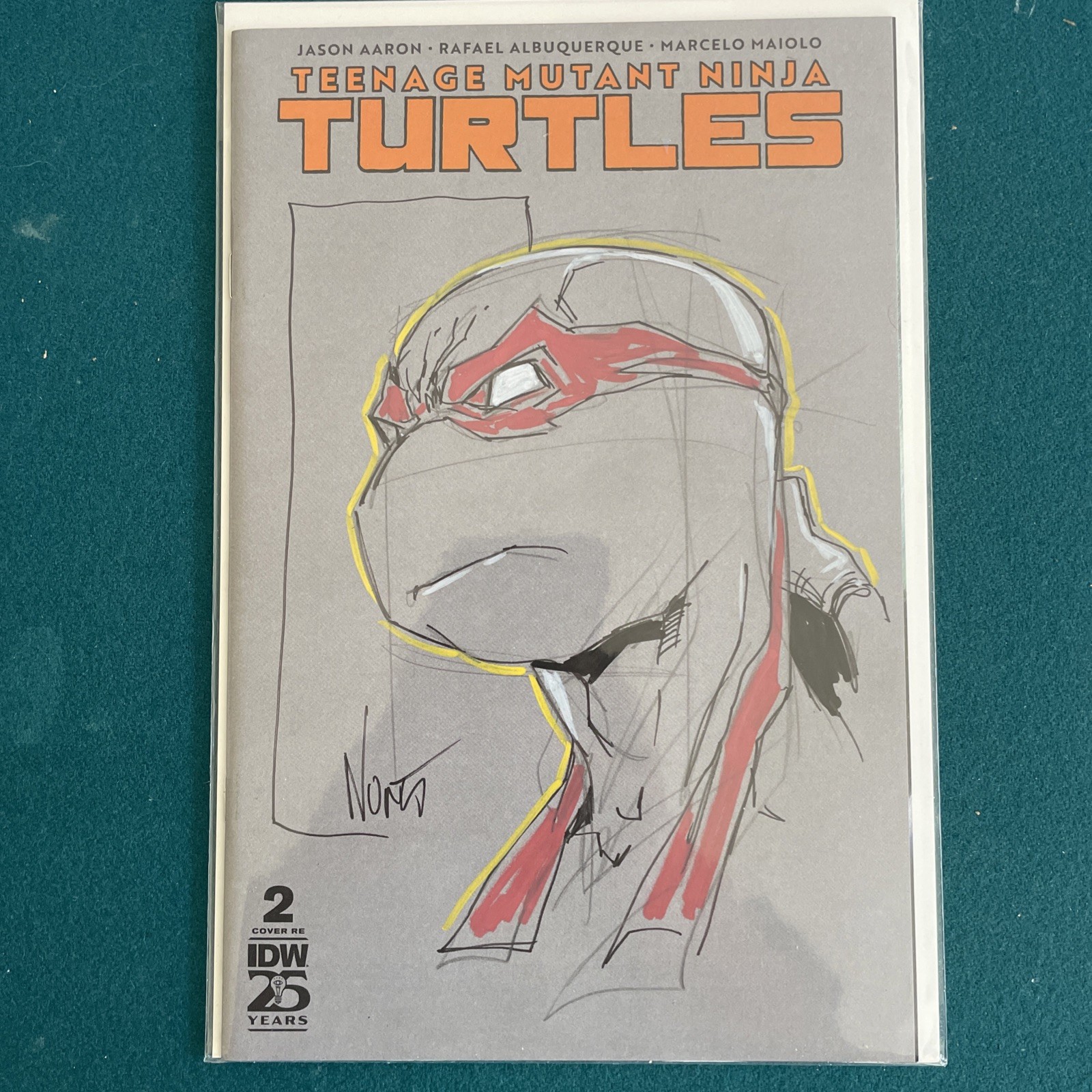 TMNT #2 Gray Blank Michelangelo Sketch by Eddie Nunez SIGNED w/COA
