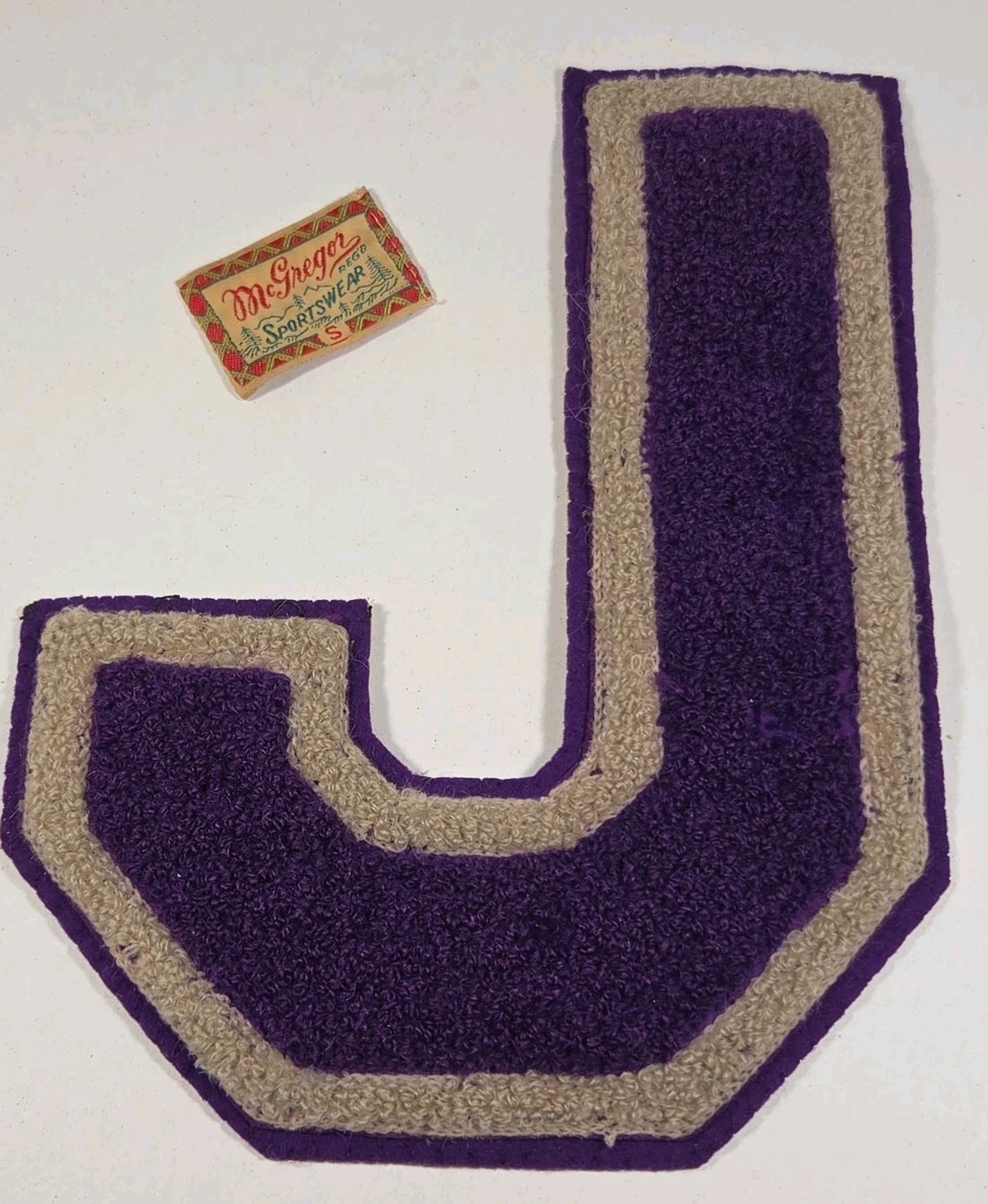 Vtg 1940s Lrg Varsity Letterman JACKET Purple & Silver CHENILLE LETTER J  Patch 