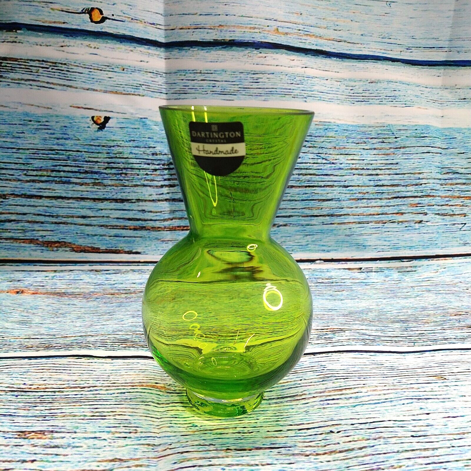 DARTINGTON Fine Crystal Green VASE made in ENGLAND Glass Décor 6”
