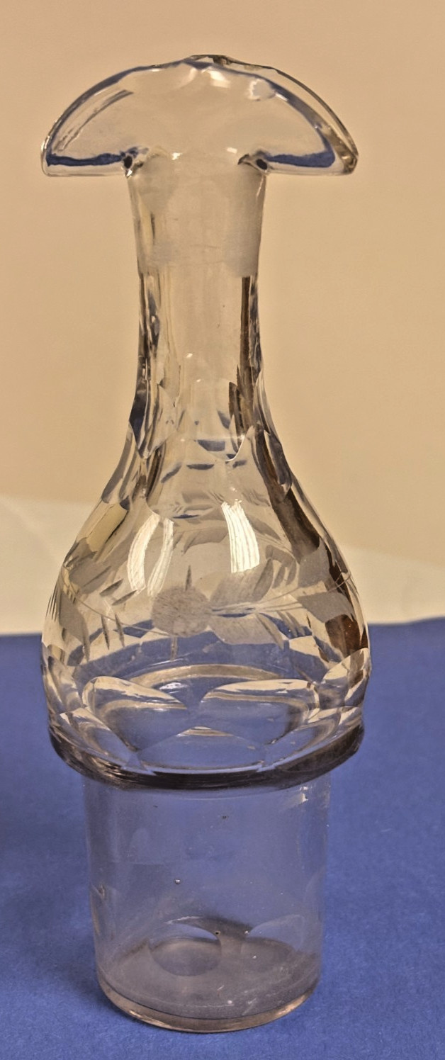 Vintage Condiment Cruet Etched Glass Bottle