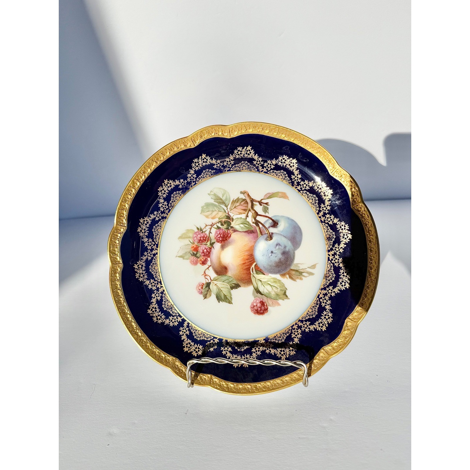 Antique 1927 Rosenthal Selb Bavaria Cobalt Blue Gold Gilt Fruit Cabinet Plate Antique 1927 Rosenthal Selb Bavaria Cobalt Blue Gold Gilt Fruit Cabinet Plate