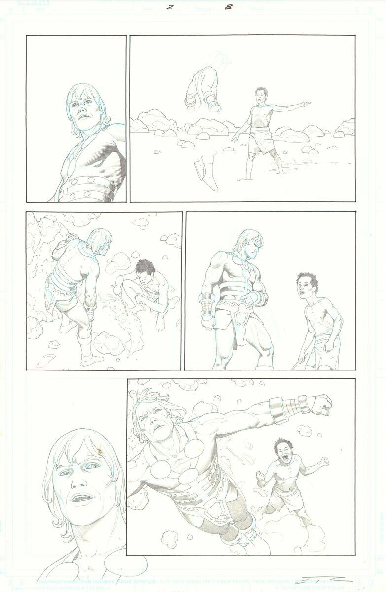 Eternals #2 p.8 - Ikaris and Native Boy - 2021 Signed art by Esad Ribic