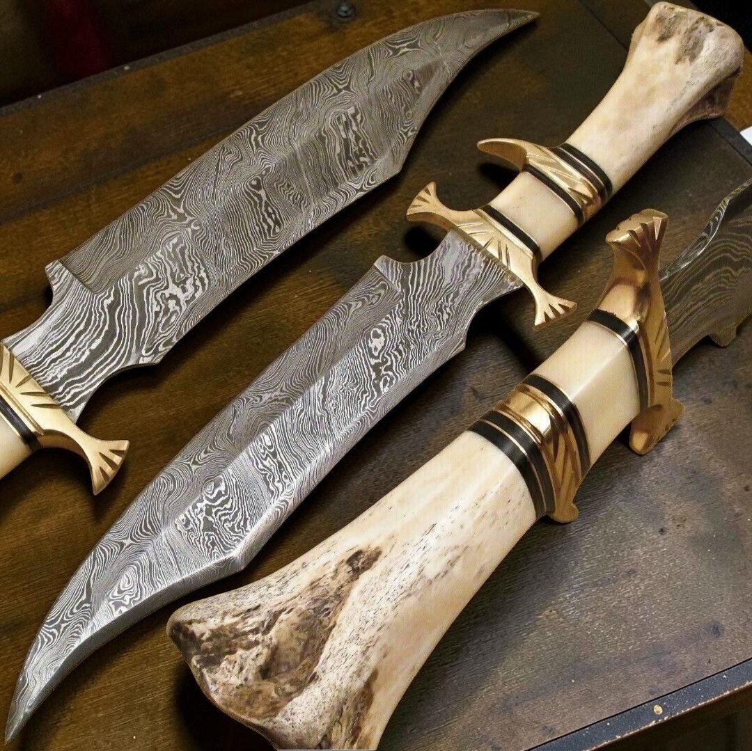 Custom Handmade Damascus Steel 15 Inches Bowie Knife - Hunting Knife Bone Knife. Custom Handmade Damascus Steel 15 Inches Bowie Knife - Hunting Knife Bone Knife.