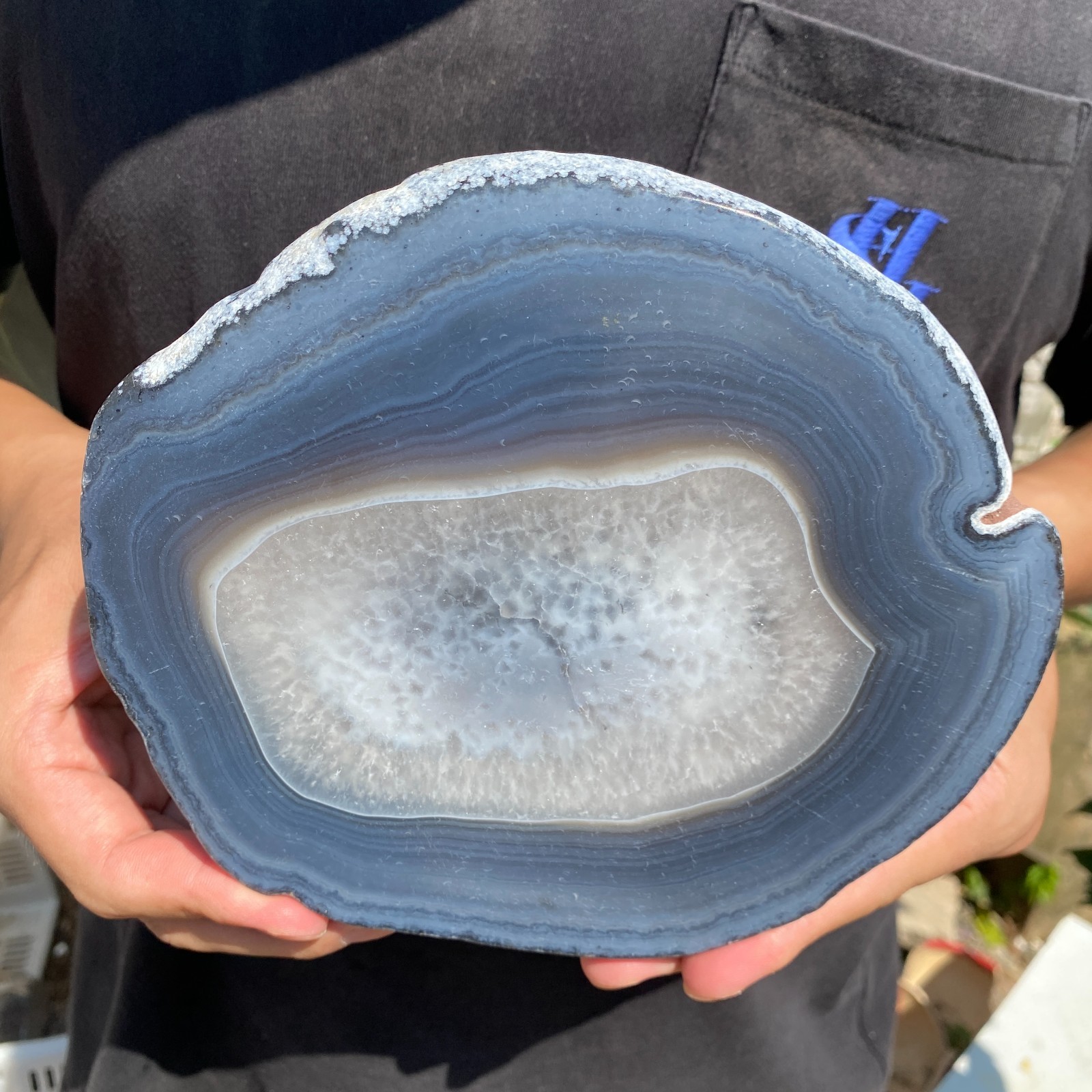 685g Natural striped agate quartz crystal slice rough mineral specimen