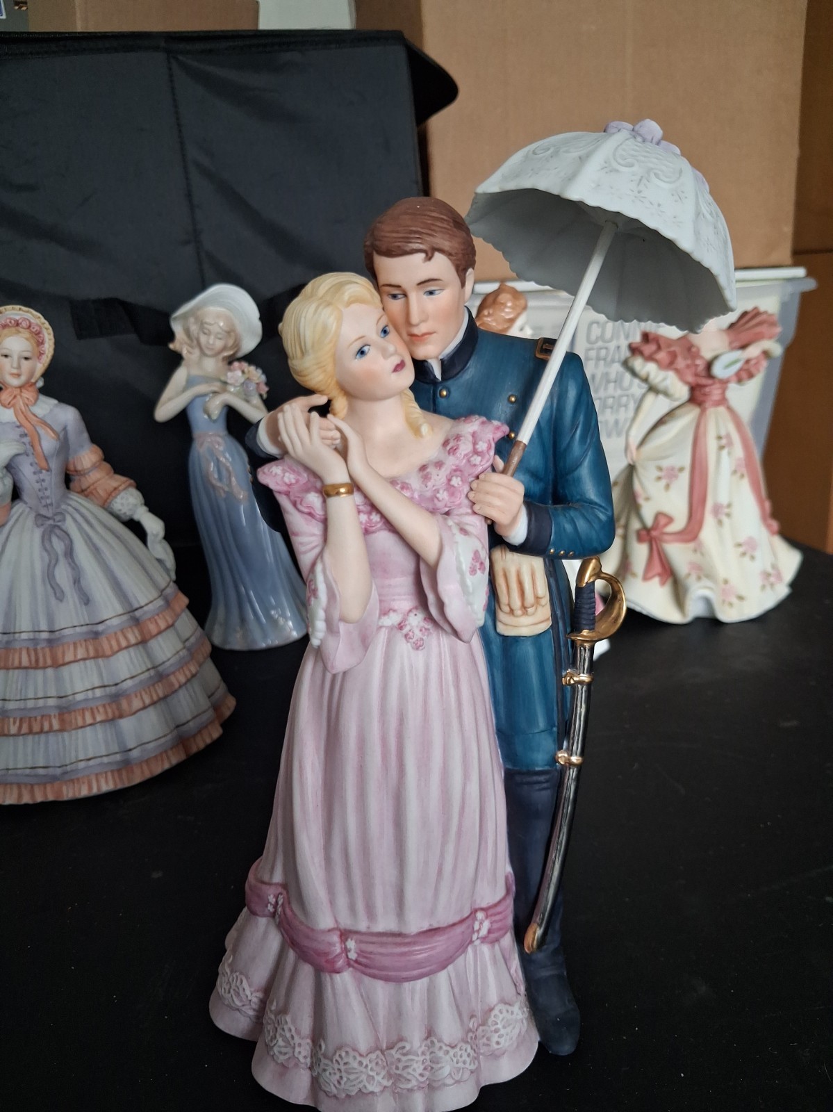 LENOX Farewell my love Fine Porcelain figurine man  and woman With Umbrella 
