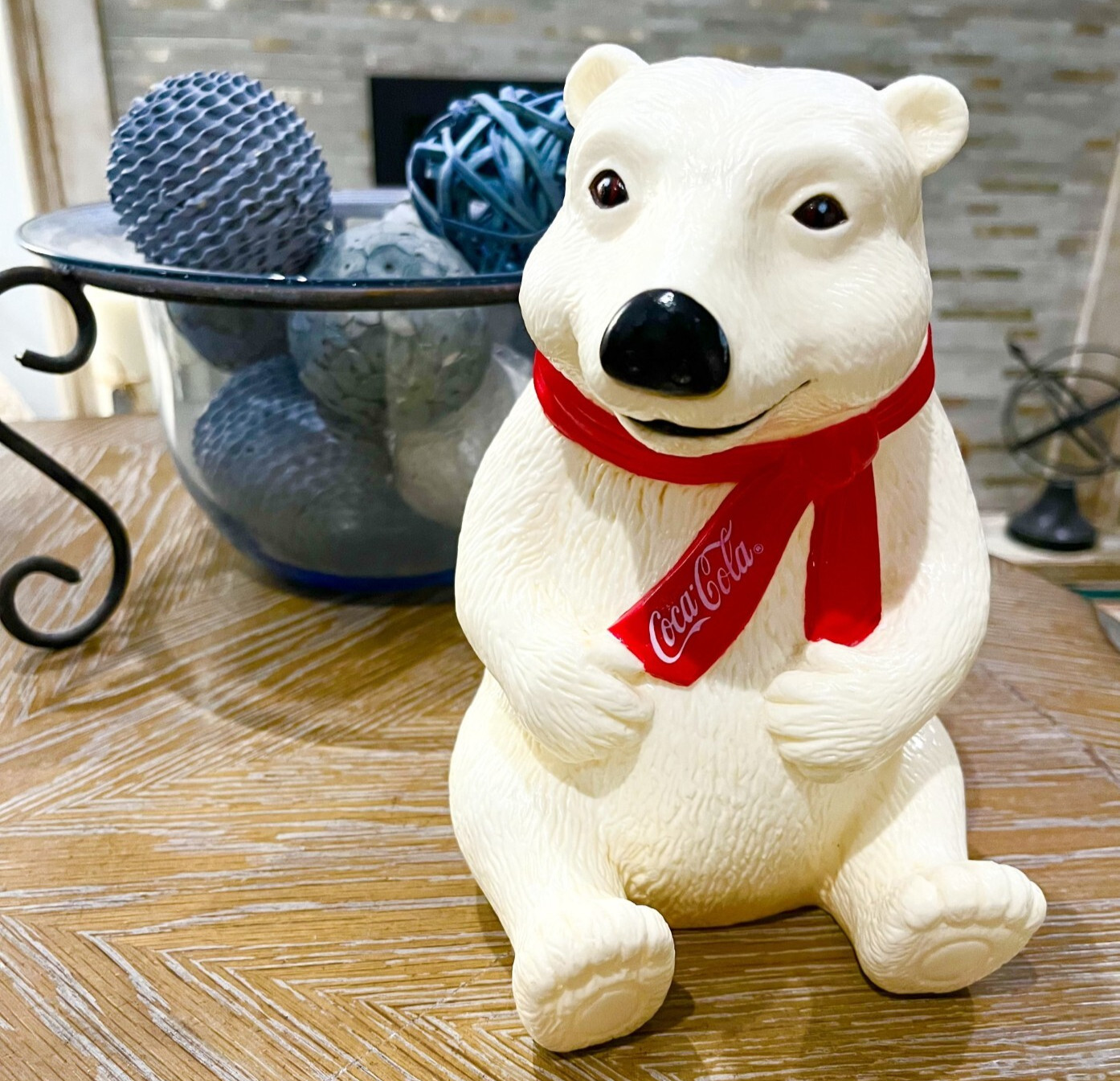 Coca-Cola Polar Bear Coin Bank 1995 Vintage Plastic 8.5 inches Tall Coke