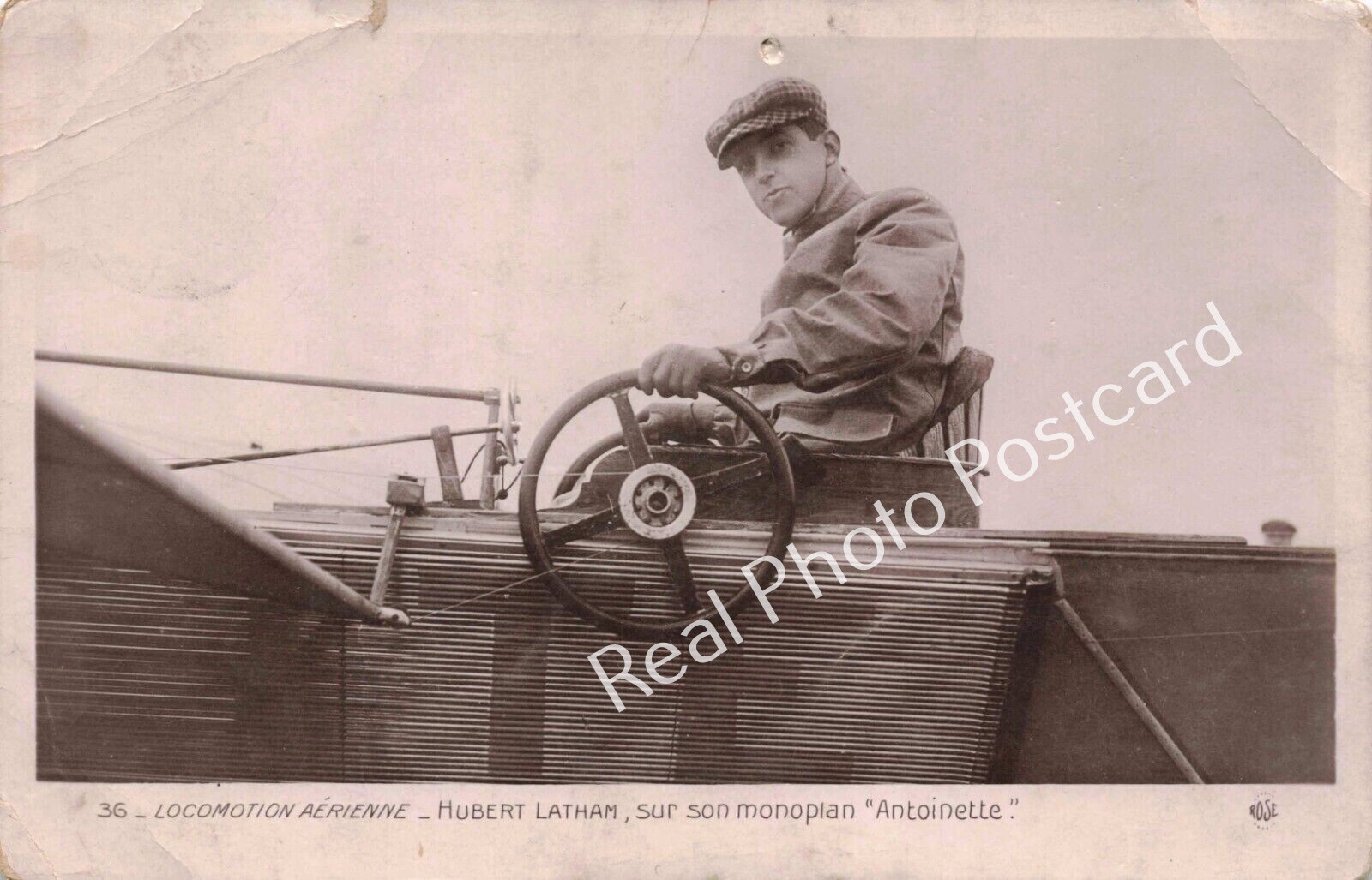 RPPC Hubert Latham in Monoplane Antoinette Aerial Locomotion Aviation Postcard RPPC Hubert Latham in Monoplane Antoinette Aerial Locomotion Aviation Postcard