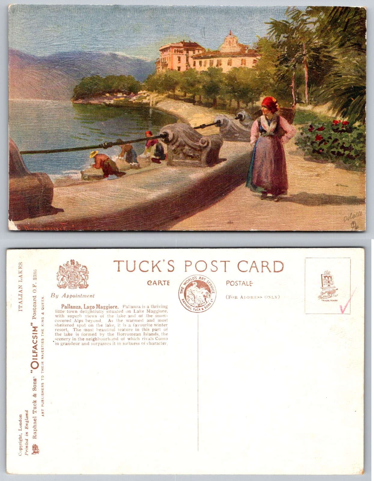 Standard Pallanza Lago Maggiore Italy Raphael Tuck Postcard