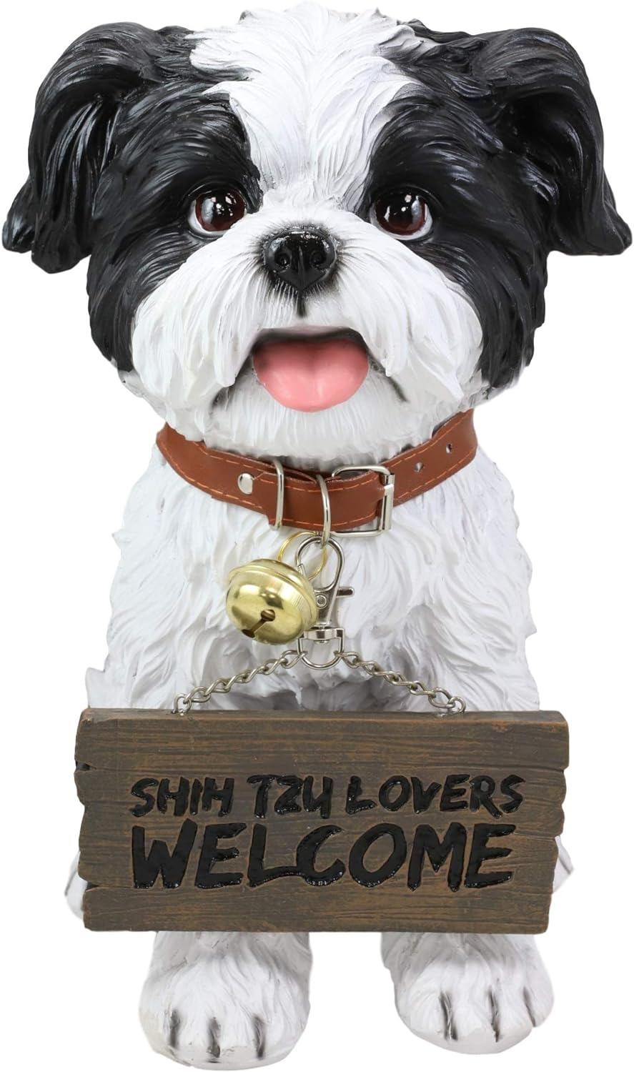 Ebros Adorable Lifelike Panting Shih Tzu Toy Dog Breed Statue with Jingle Collar