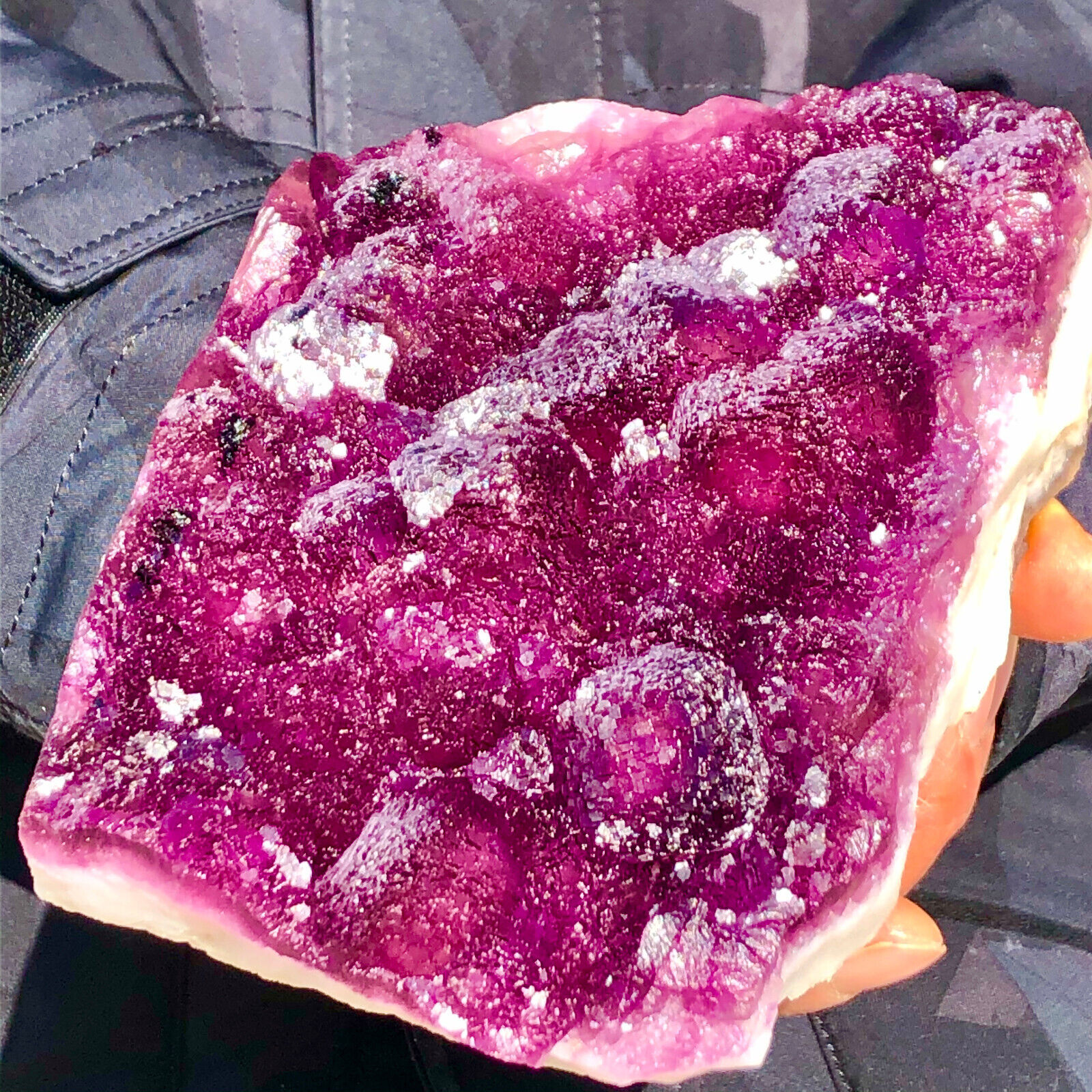 3.25lb  Natural purplish red Fluorite Crystal Cluster mineral sample healing
