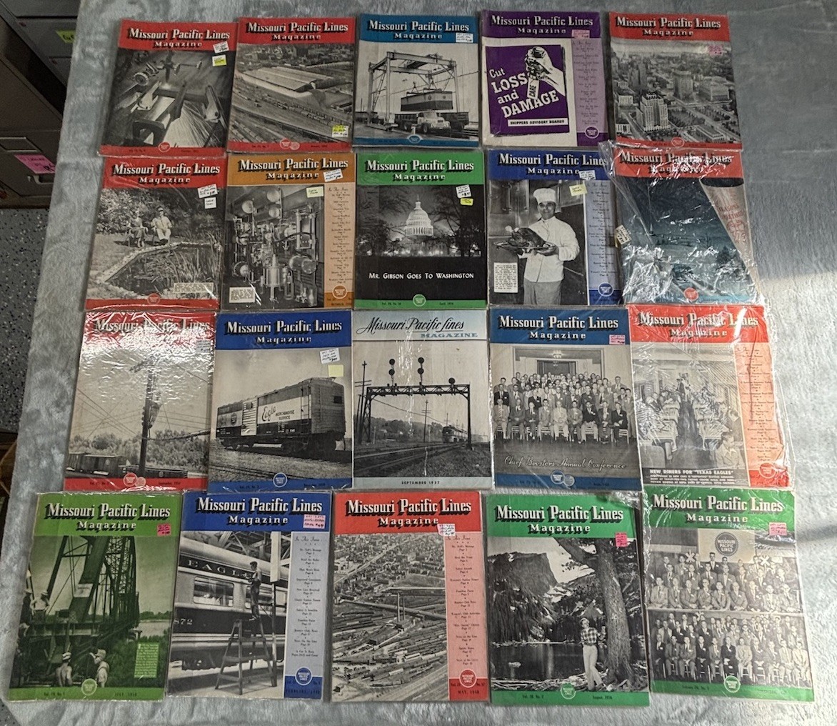 Lot of 34 Vintage 1940s 1950s Missouri Pacific Railroad Magazines MoPac As Is