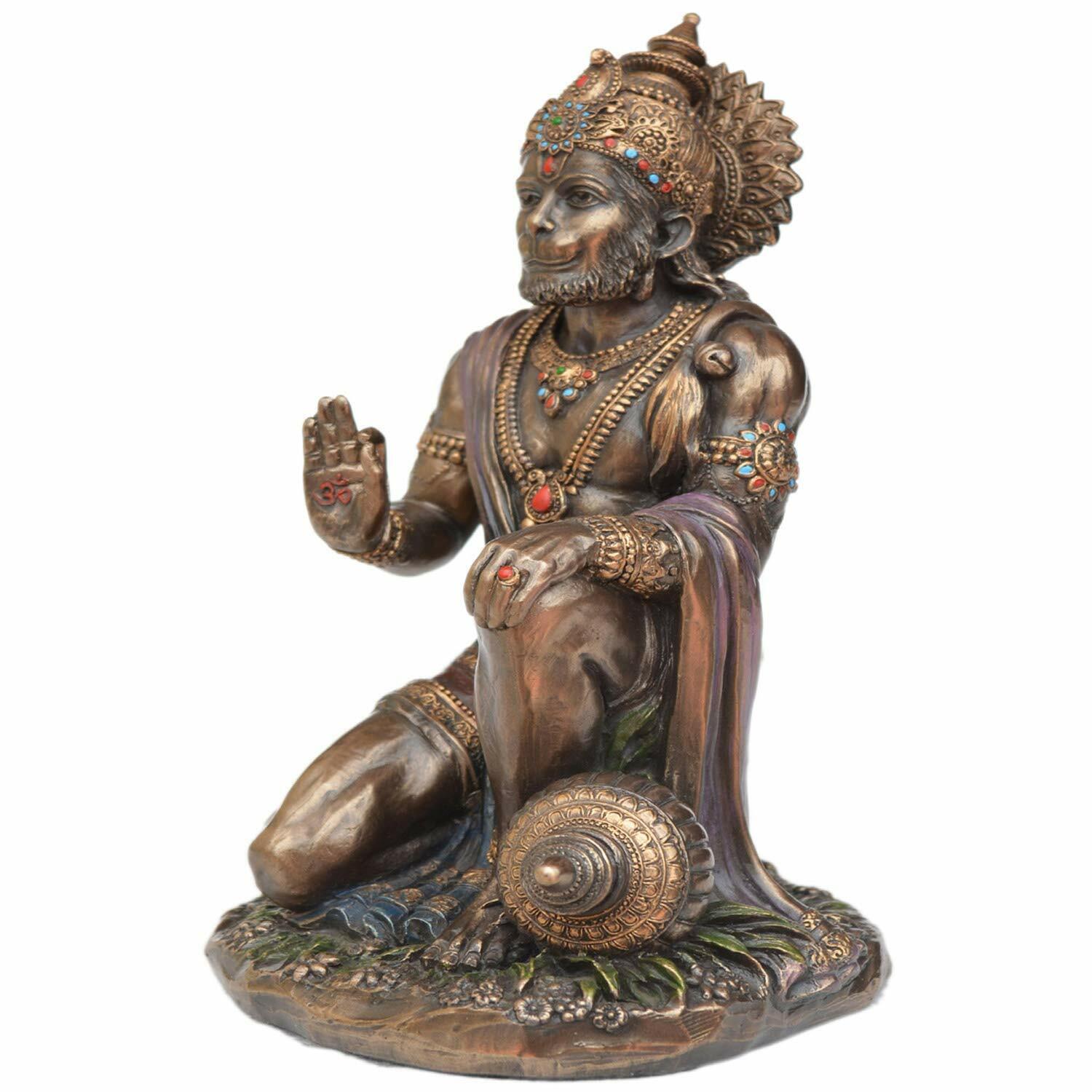 Lord Hanuman Sitting Polyresin Copper Finish Idol Statue Sculptures & Figurines