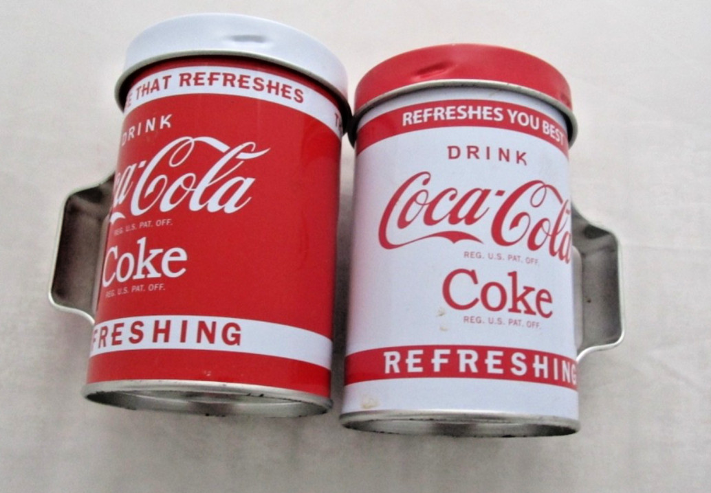 VINTAGE COCA-COLA SALT & PEPPER SHAKERS COKE TIN