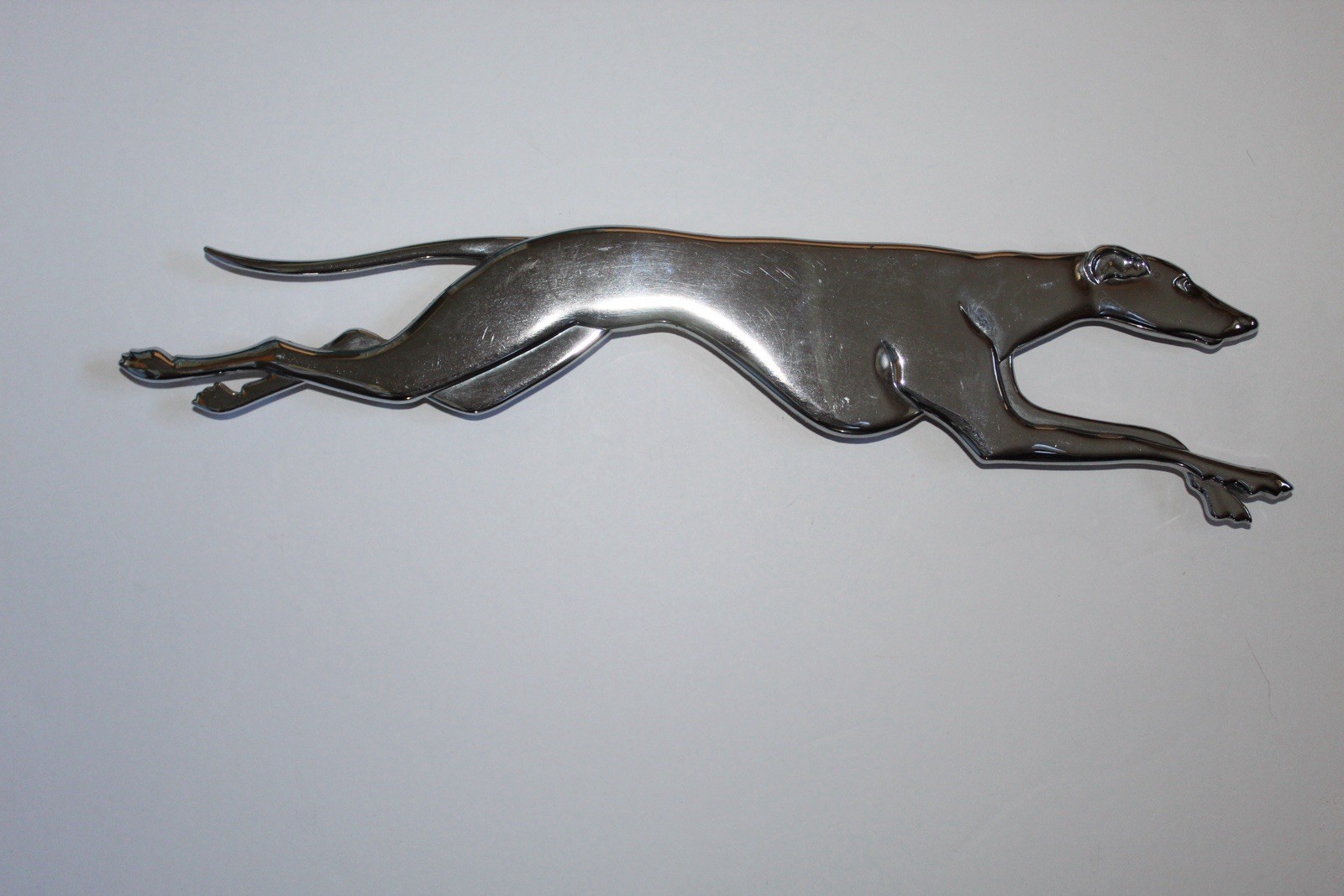 RARE Vintage Greyhound Dog Metal Emblem 13.5”Chrome Bus
