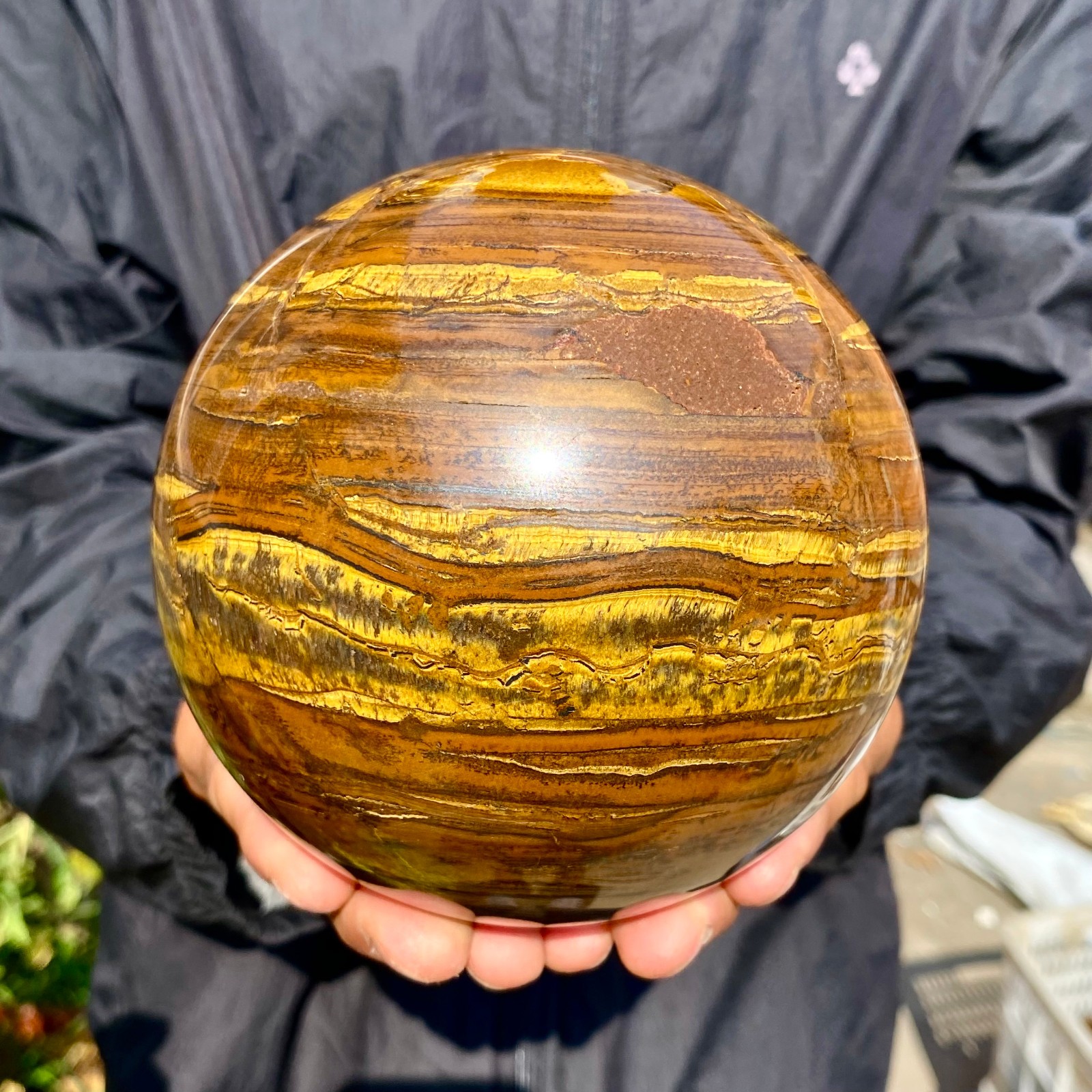 6.26LB Natural Large Gold Tiger’s Eye Stone Quartz Crystal Sphere Specimen Reiki